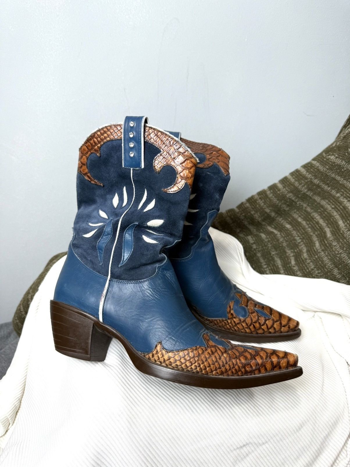 Cowboy Equipment Vintage Vic Matie Western Snake Leather Cowboy Boots Size US 6 / IT 36 - 8 Thumbnail