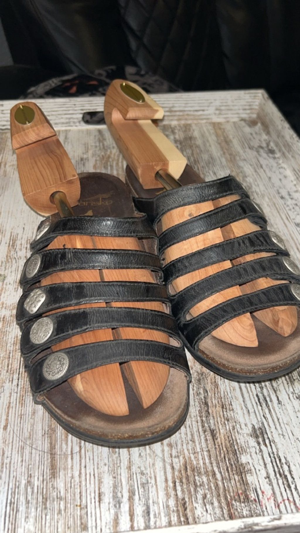 Dansko Women's Dansko Black Leather Silver Studded Sandals Size 9.5 Size US 10 / IT 40 - 1 Thumbnail