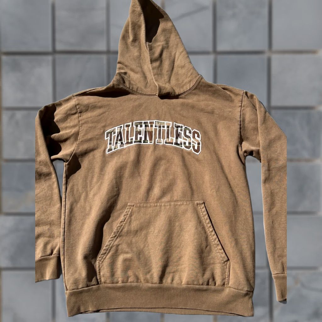 Talentless Hoodie Adult L Beige Spell-Out Streetwear Skate Beach Casual Disick Mens, Men's