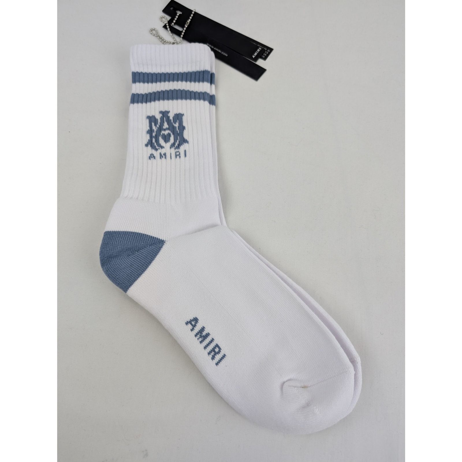 Amiri o1rshd1 Q:2 / Size: 45-46 / MA Stripe Socks White/Dusty Blue Size ONE SIZE - 1 Thumbnail
