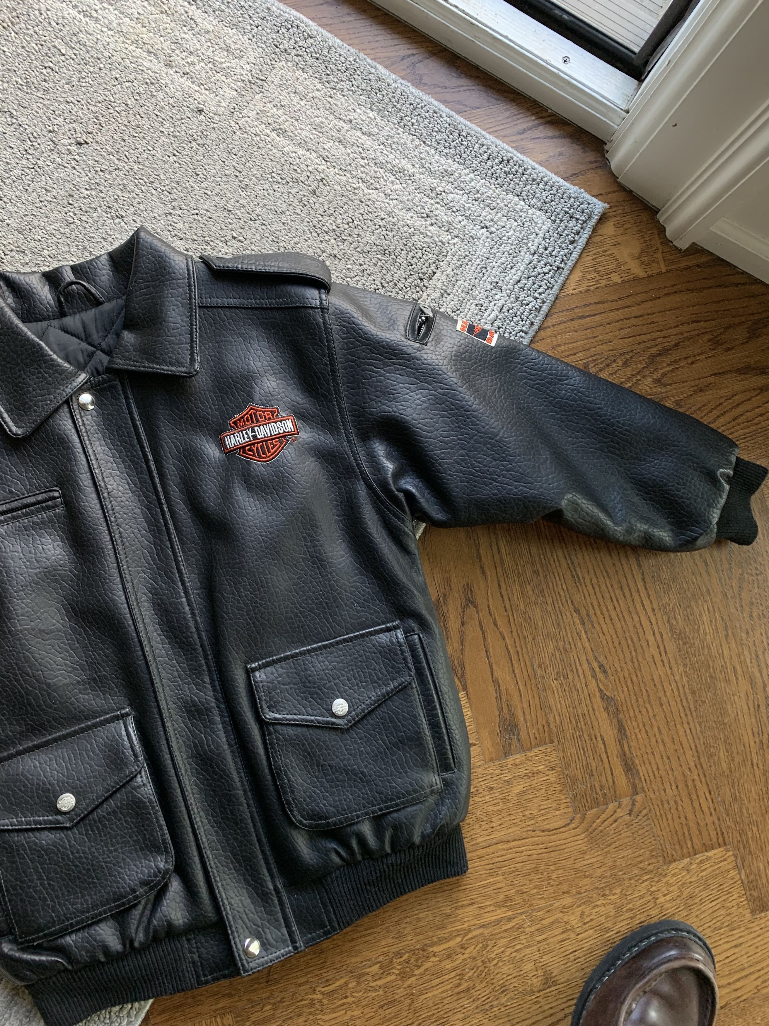Harley Davidson × Vintage Y2K Baby Harley Davidson Vegan Leather Jacket Moto Crop Tiny Size XXS / US 00 / IT 34 - 9 Thumbnail