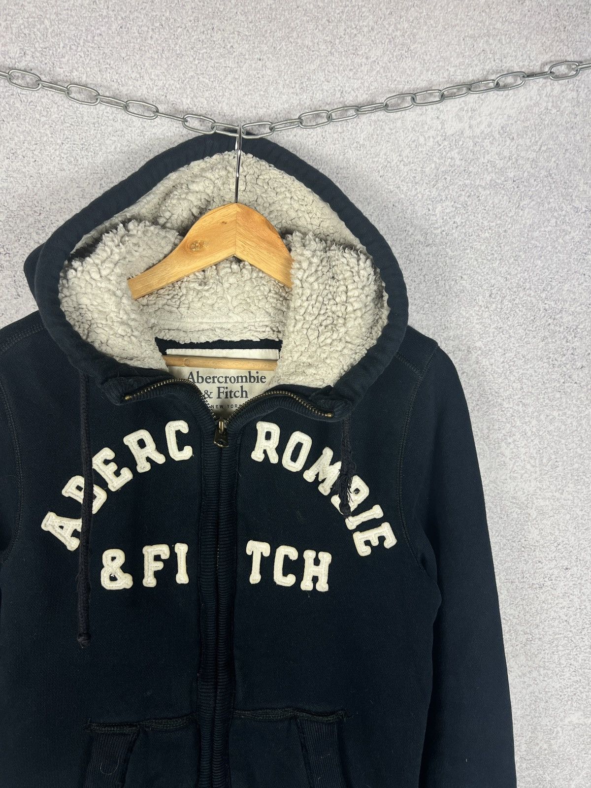 Abercrombie & Fitch Vintage Abercrombie Big Logo Fur Zip Hoodie IfSixWasNine Size US S / EU 44-46 / 1 - 3 Thumbnail