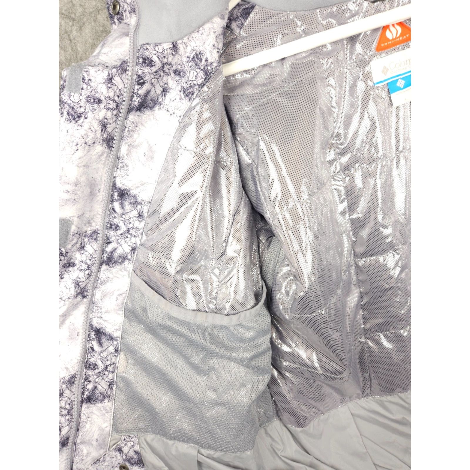 Vintage Columbia Snow Gem Jacket Women's Large Gray Abstract AOP Omni Heat Puffer Size L / US 10 / IT 46 - 7 Thumbnail