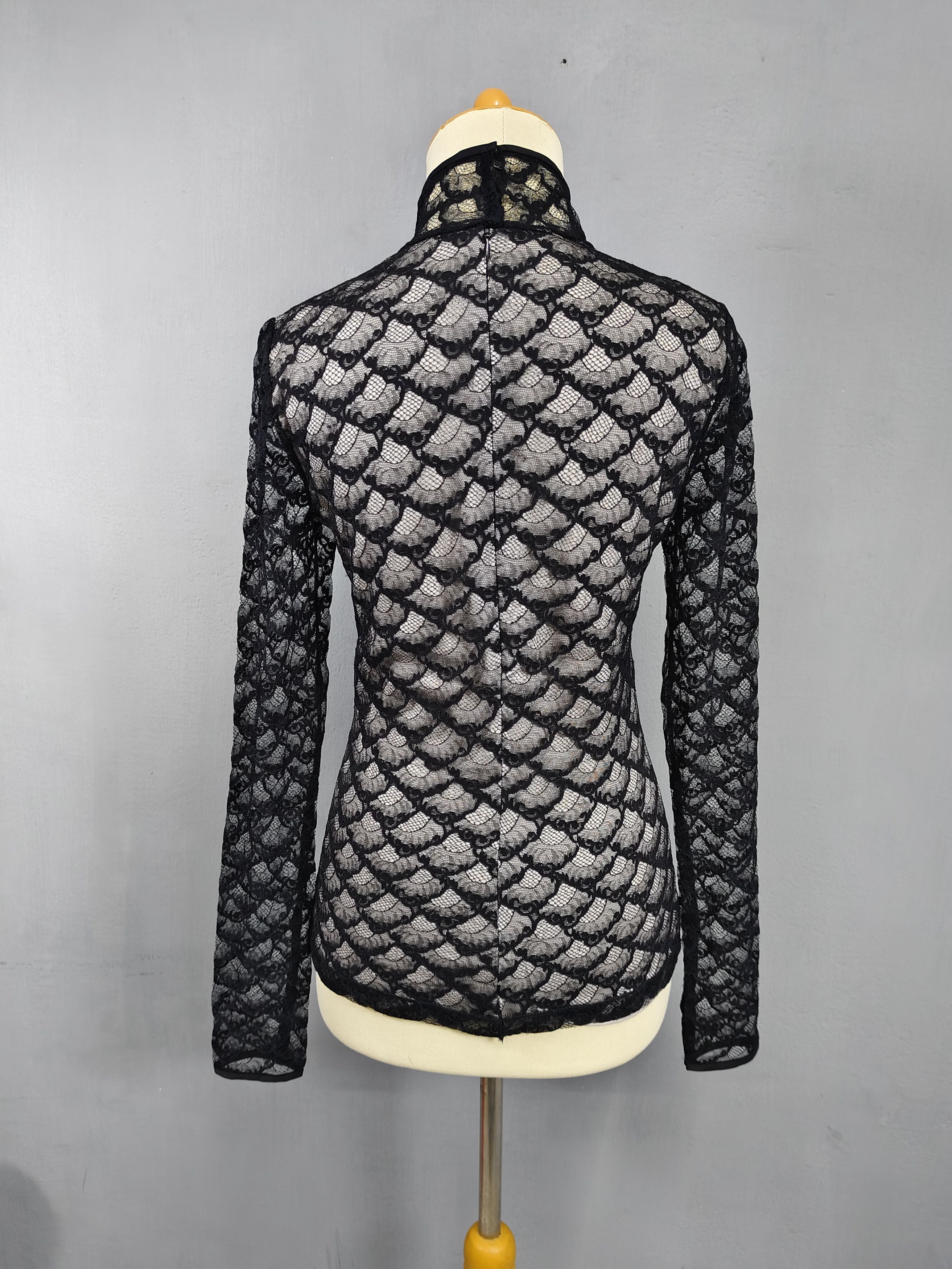 Diane von Furstenberg DVF- Gothic Coquette Dark Sheer Lace Mock Neck Top Size S / US 4 / IT 40 - 5 Thumbnail