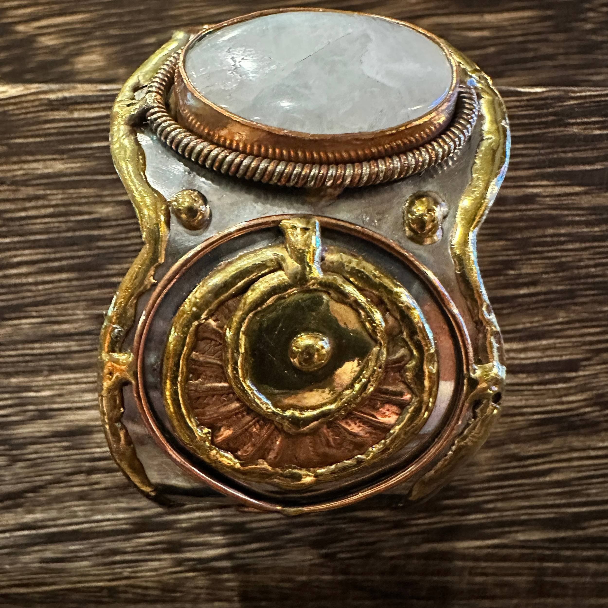 Other Artisan-Made 2-Inch Wide Cuff Bracelet with White Moonstone Size ONE SIZE - 8 Thumbnail