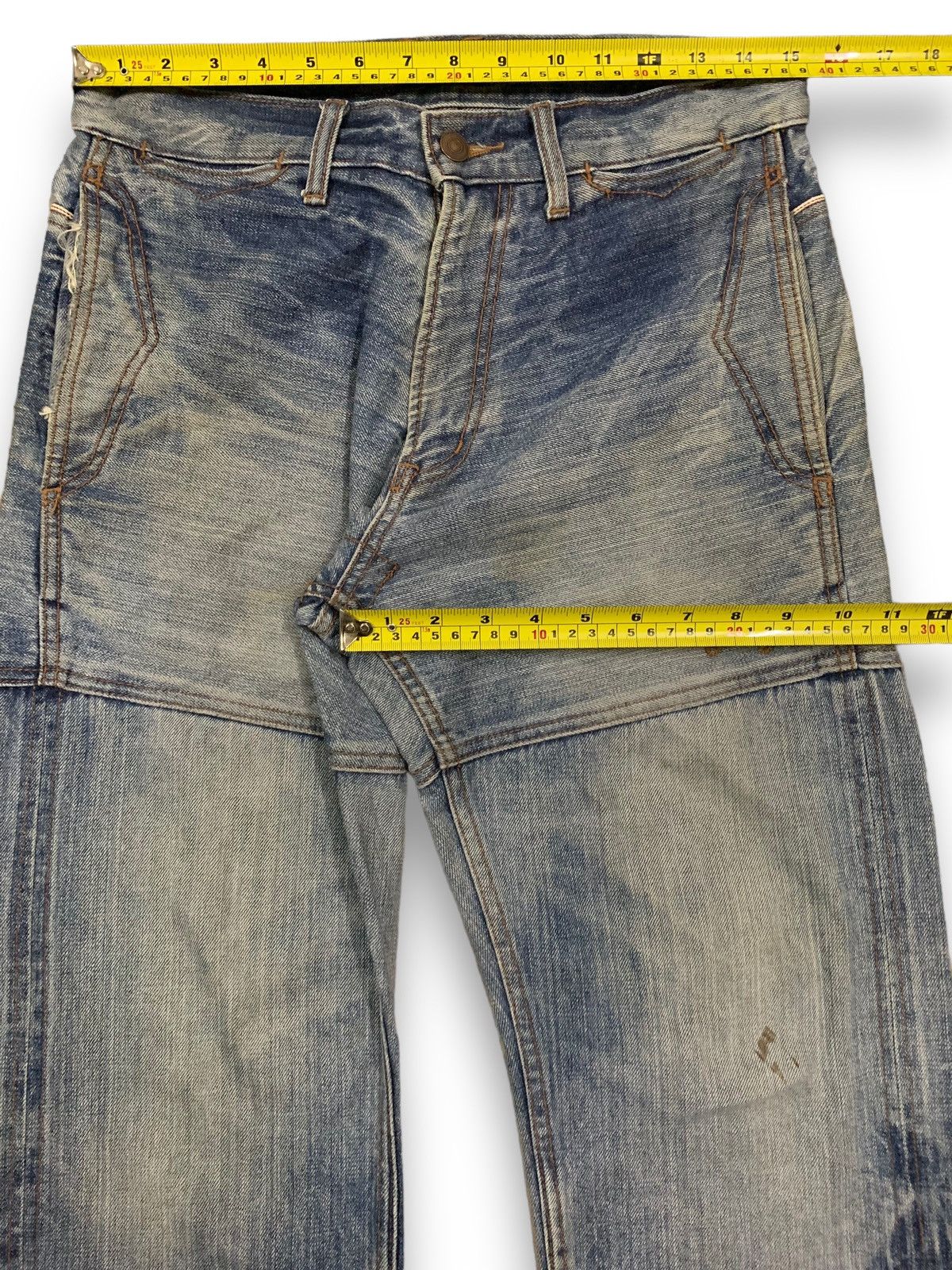 Hysteric Glamour Vintage Sacrifice Japan Selvedge Acid Wash Buckle Back Jeans Size US 30 / EU 46 - 16 Thumbnail