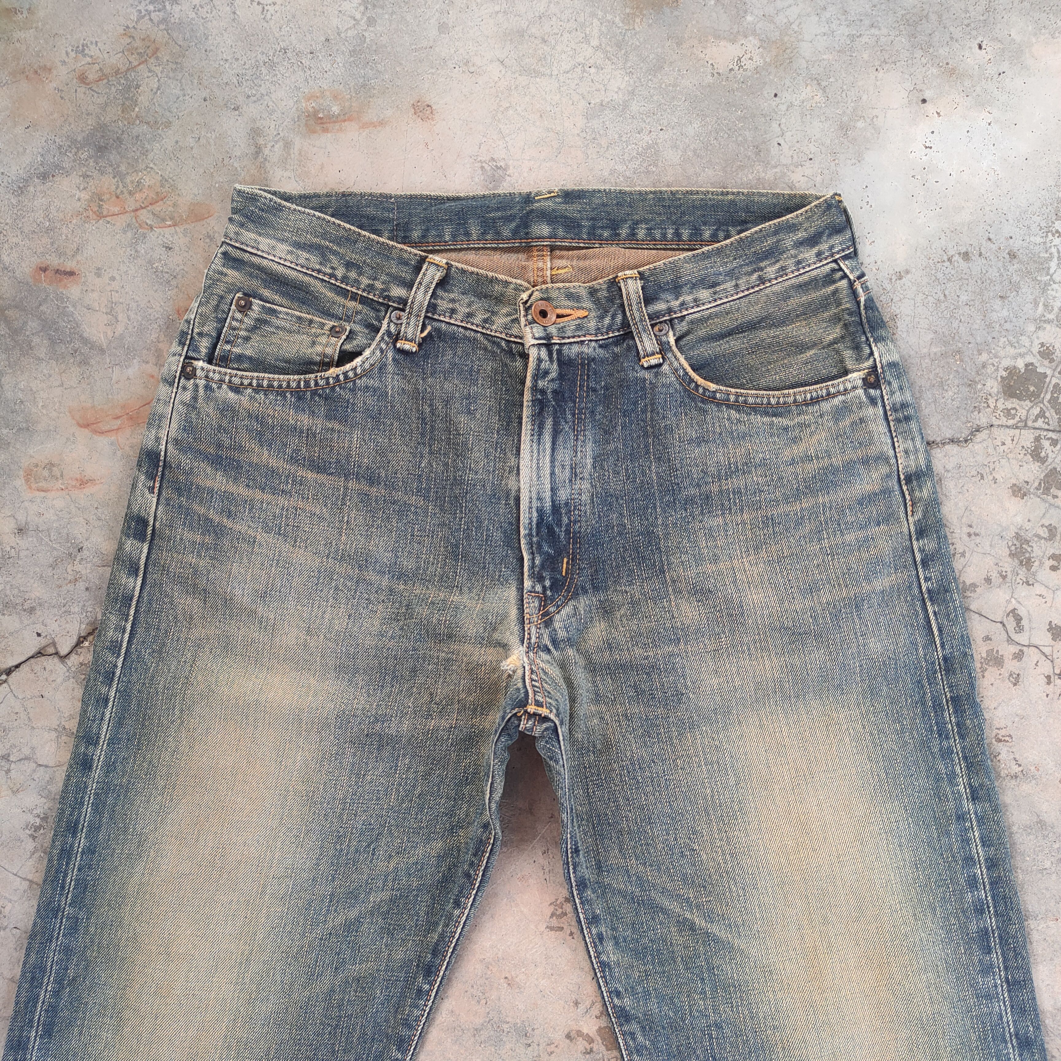 Edwin RUSTY💥 VINTAGE EDWIN ORG TAG RUSTY FADED RIPPED JEANS PANTS Size US 30 / EU 46 - 4 Thumbnail