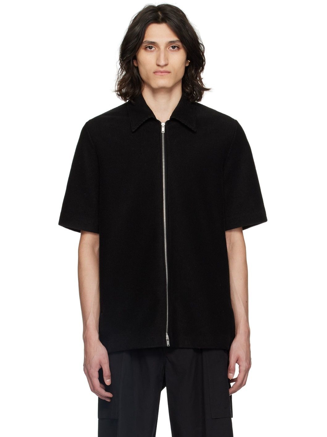 Jil Sander o1mt1gz0625 Zip Shirt in Black Size US L / EU 52-54 / 3 - 1 Thumbnail
