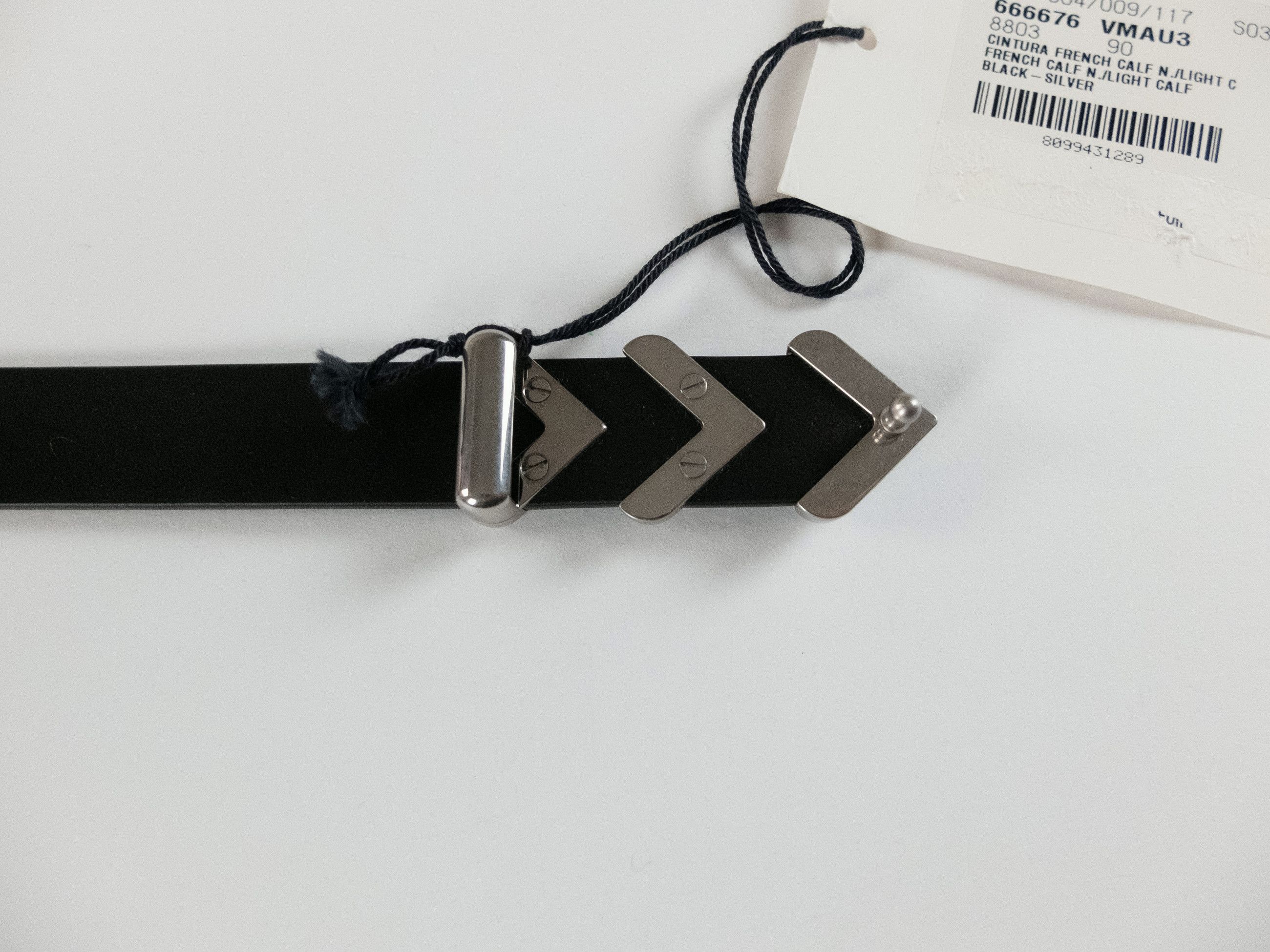 Bottega Veneta BOTTEGA VENETA black & silver chevron leather belt 90 Size 36 - 5 Thumbnail