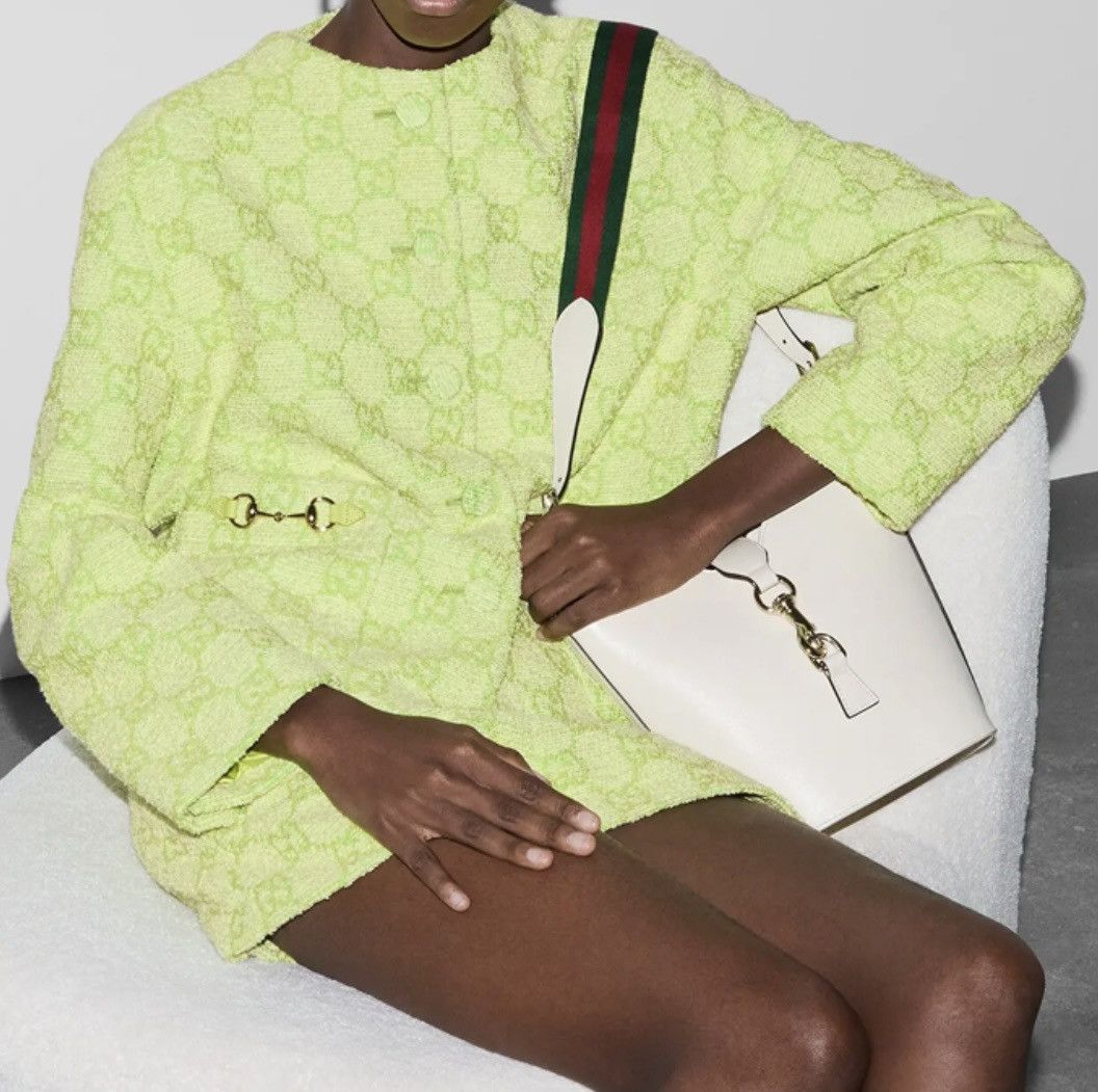 Gucci Gucci GG Boucle Cotton Blend Jacket With Horsebit Lime green Size S / US 4 / IT 40 - 7 Thumbnail
