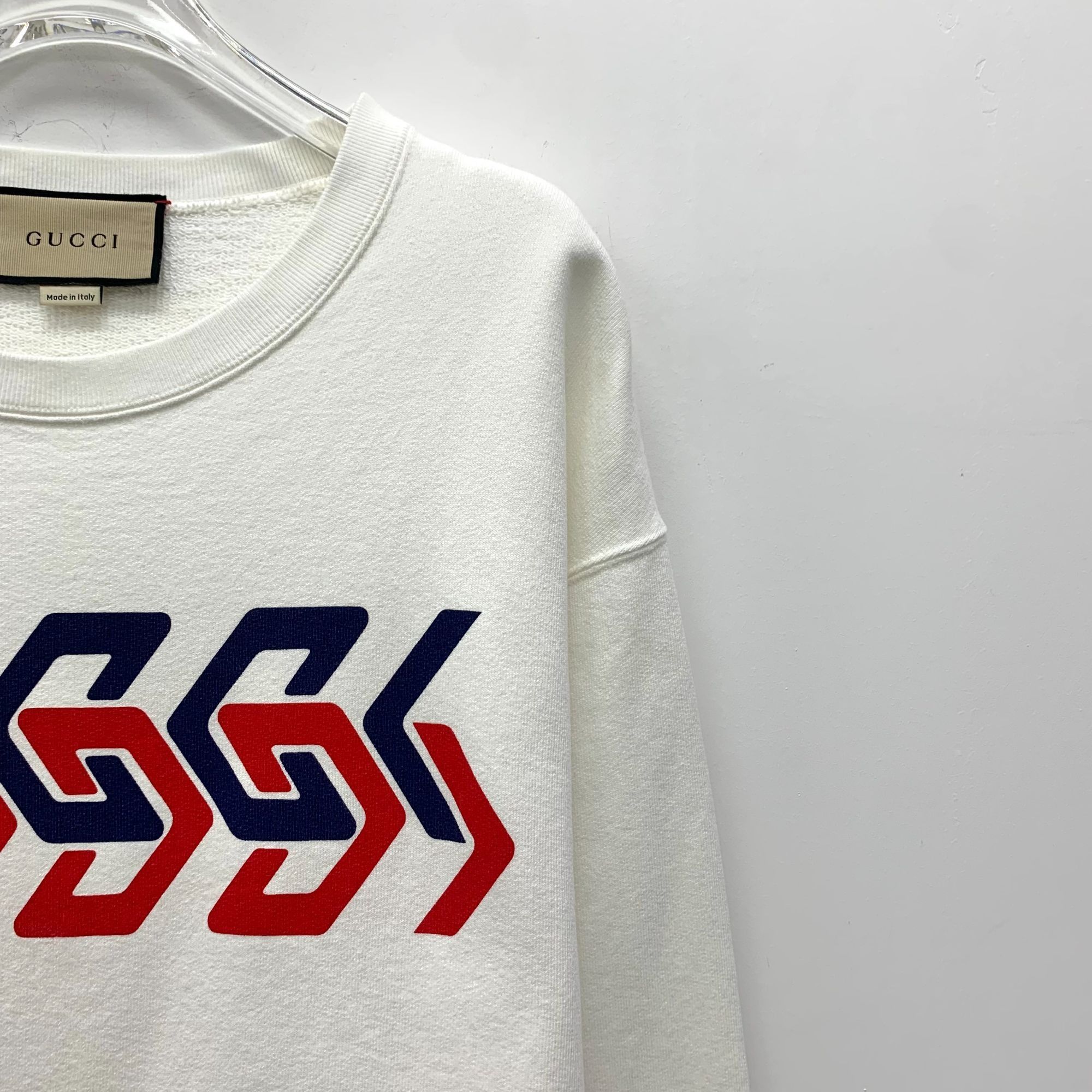 Gucci Gucci White Letter Mirror Print Cotton Round-Neck Long-Sleev Size L / US 10 / IT 46 - 7 Thumbnail