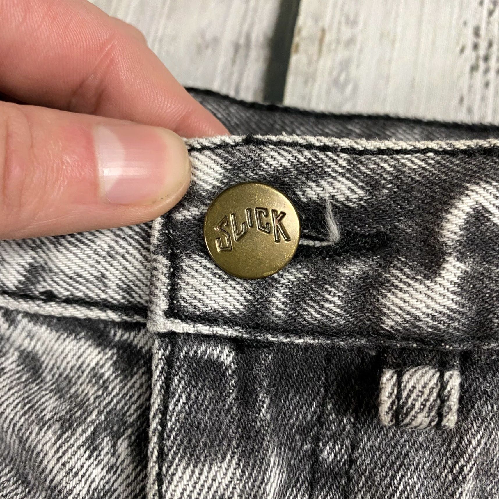 Vintage VINTAGE 90S SLICK DENIM PANTS HIGH WAIST ACID WASH GREY 32X34 Mens Size 24" / US 00 / IT 34 - 4 Thumbnail