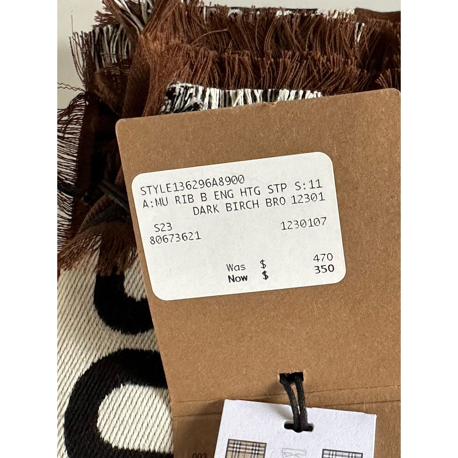 Burberry NWT $470 Burberry Cotton Scarf Brown 185 cm x 100 cm 806732 Size ONE SIZE - 12 Thumbnail