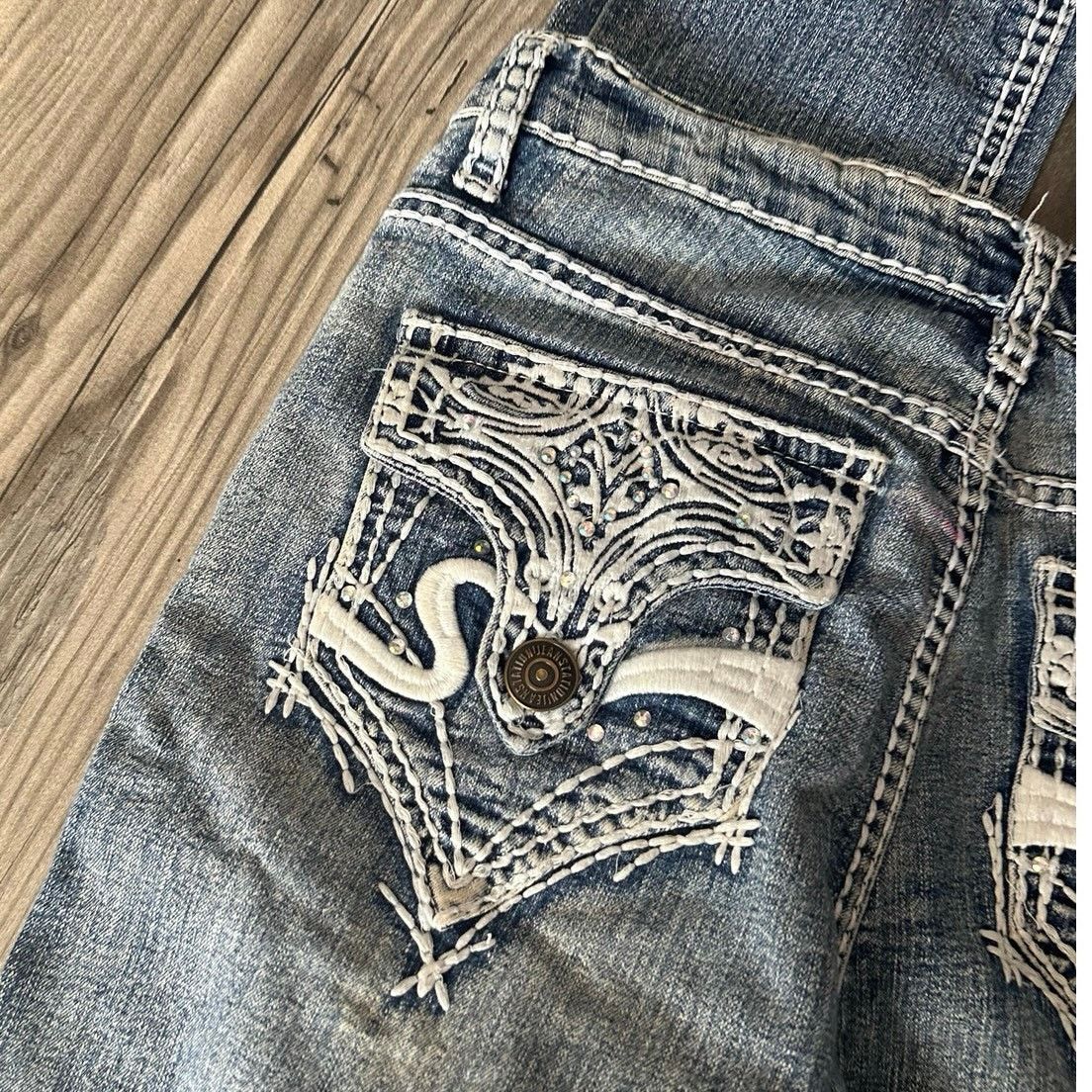 Other jean station white and light blue contrast stitch jeans Size 28" / US 6 / IT 42 - 4 Thumbnail