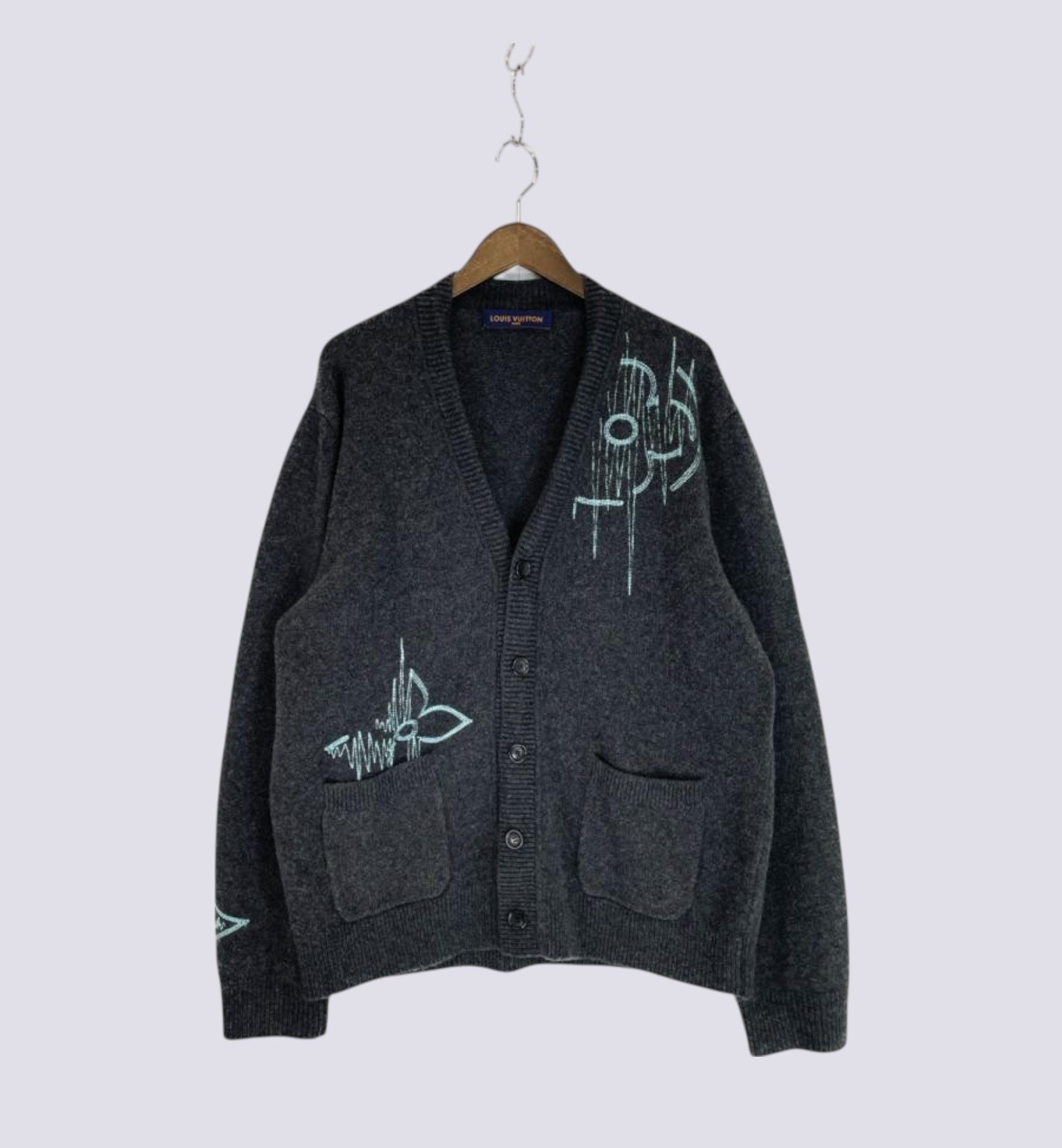 Louis Vuitton Frequency Logo Sourced Mohair Knitted Cardigan