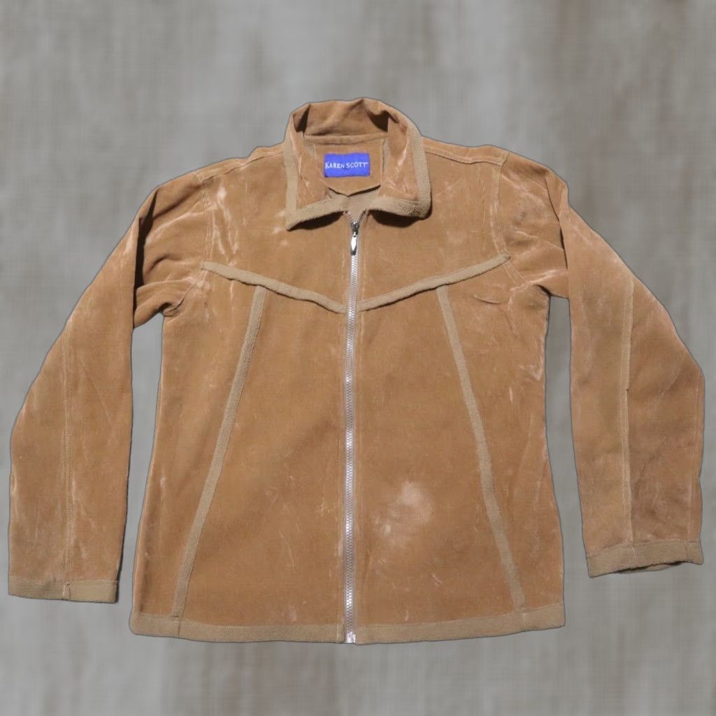 Vintage Karen Scott Jacket XL Women Tan Brown Zip Up Coat/Vest? Size XL / US 12-14 / IT 48-50 - 1 Thumbnail