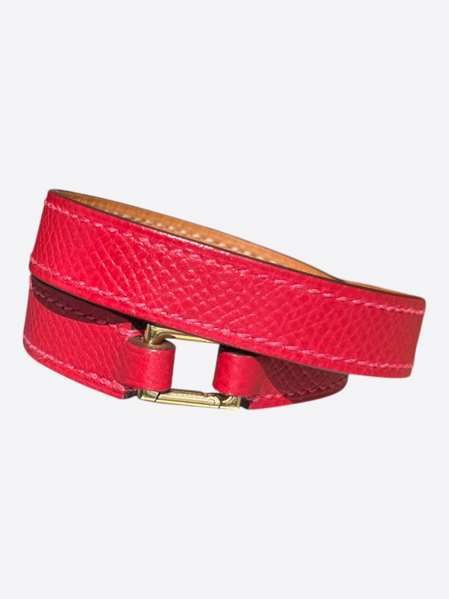Hermes Pink Epsom & Gold Hardware Rivale Double Tour Bracelet Size ONE SIZE - 2 Thumbnail