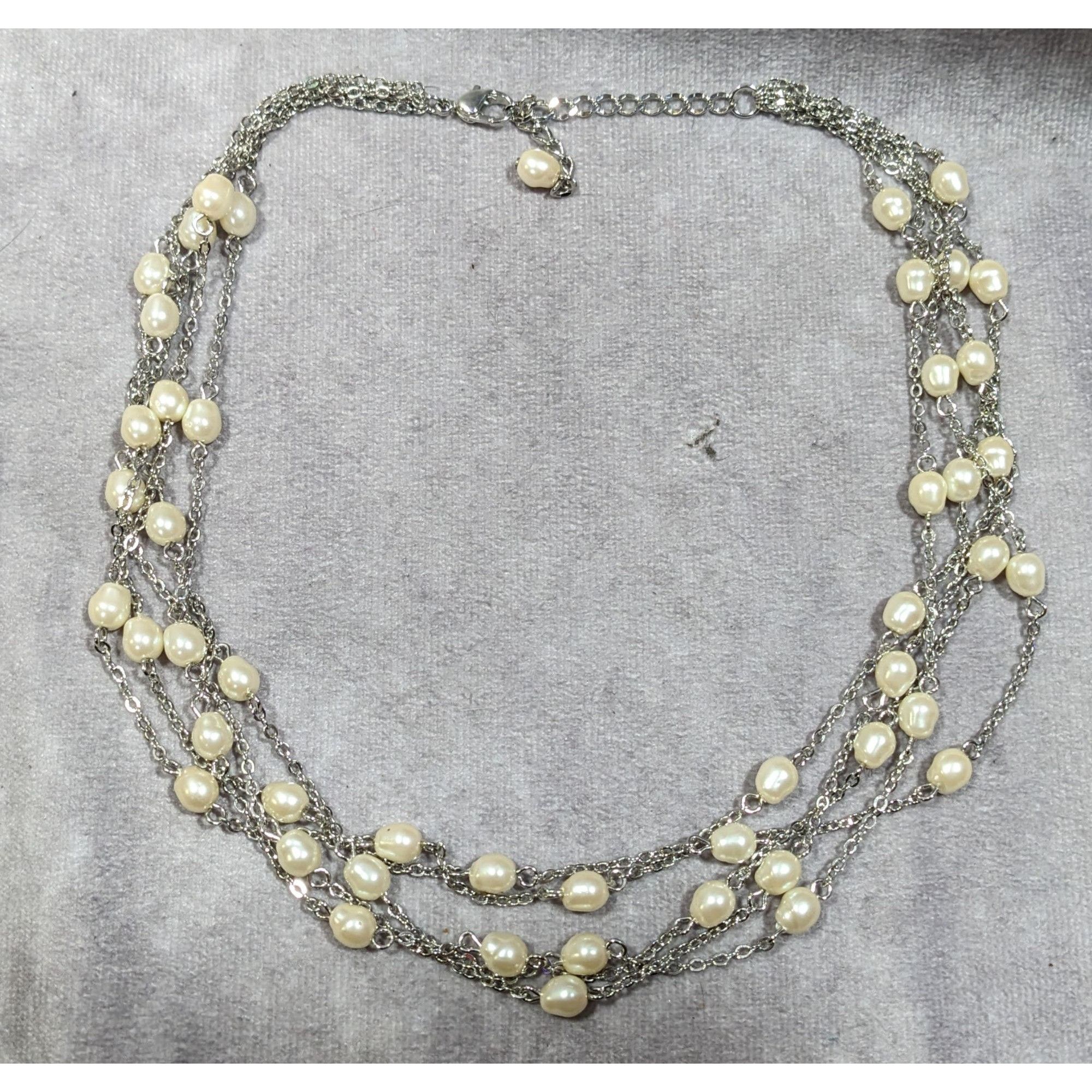 Other Elegant Glam Pearl Beaded Silver Tone Multilayer Necklace Size ONE SIZE - 8 Thumbnail
