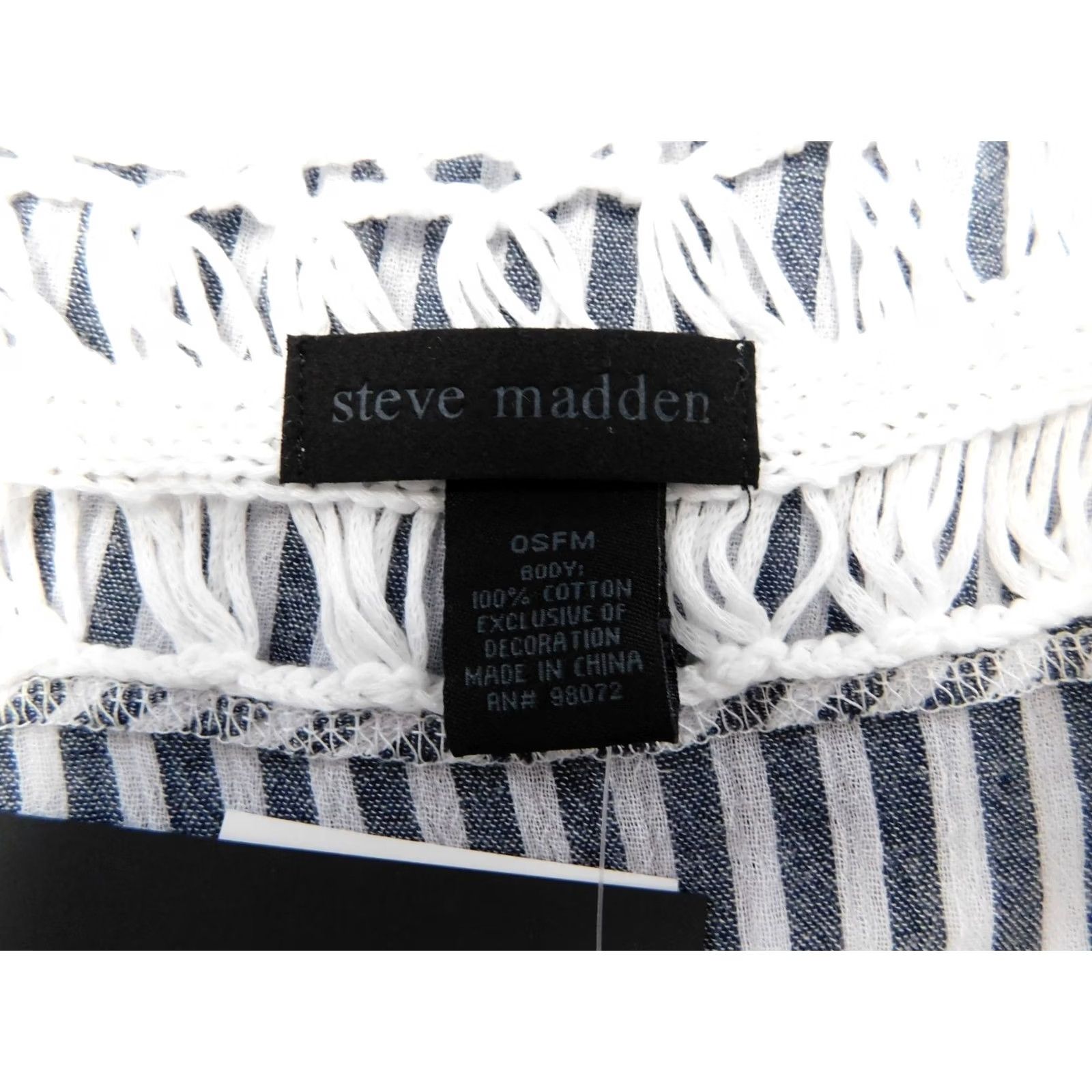 Steve Madden Steve Madden Crochet Cotton Beach Tunic Swim Cover-Up Navy Stripe One Size Women Stripe Beach Cover Up Women Navy Blue Crochet Cotton Tunic Size ONE SIZE - 6 Thumbnail