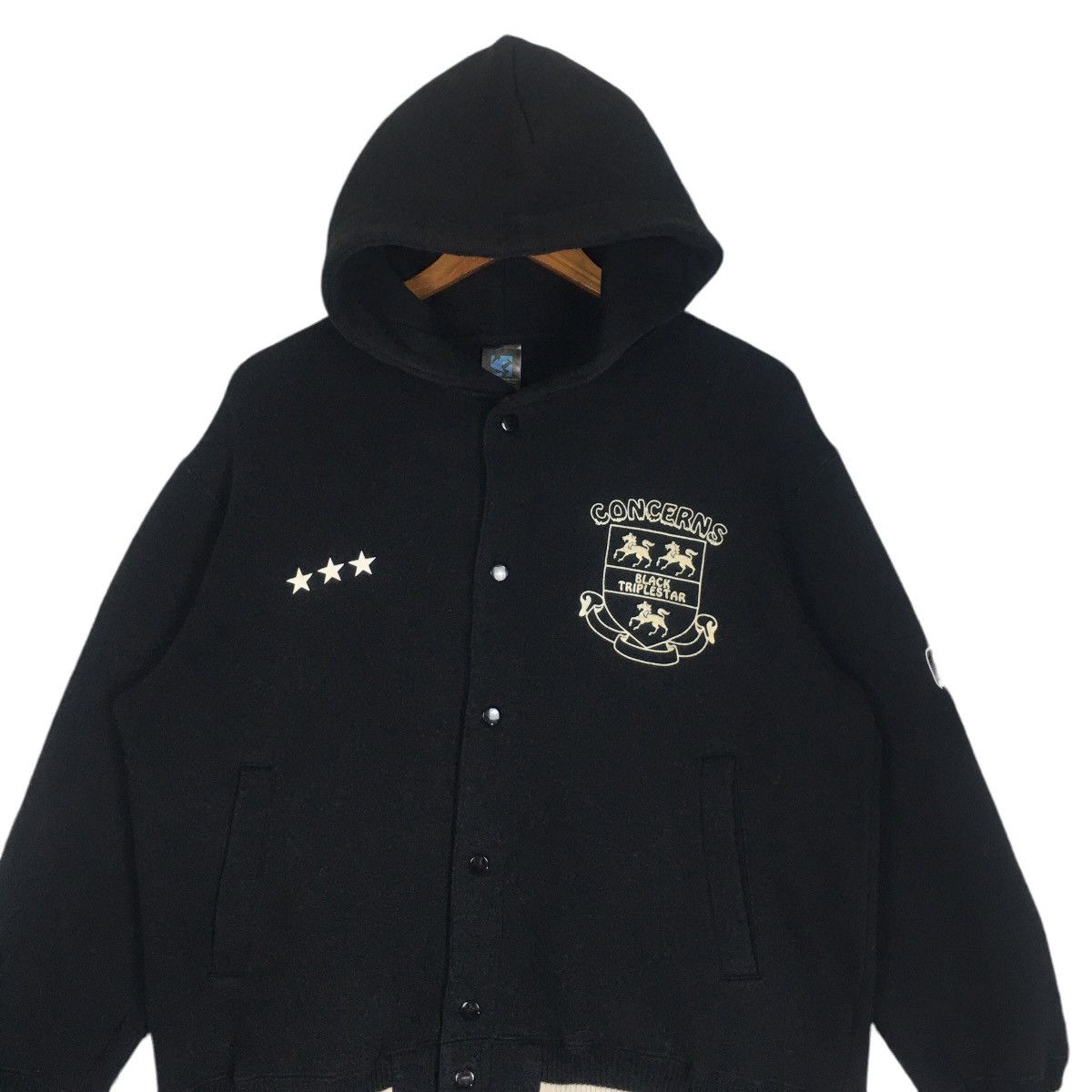 Japanese Brand Craftworks Design Movenpick Black Triple Star Baseball Hodie Size US M / EU 48-50 / 2 - 3 Thumbnail