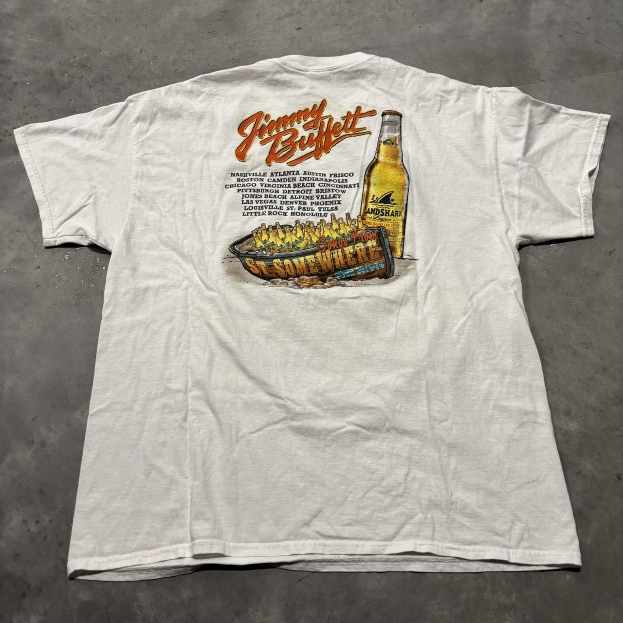 Japanese Brand × Vintage Crazy Vintage Y2K/2000s White Jimmy Buffet Summer Graphic Tee! Size US XL / EU 56 / 4 - 3 Thumbnail