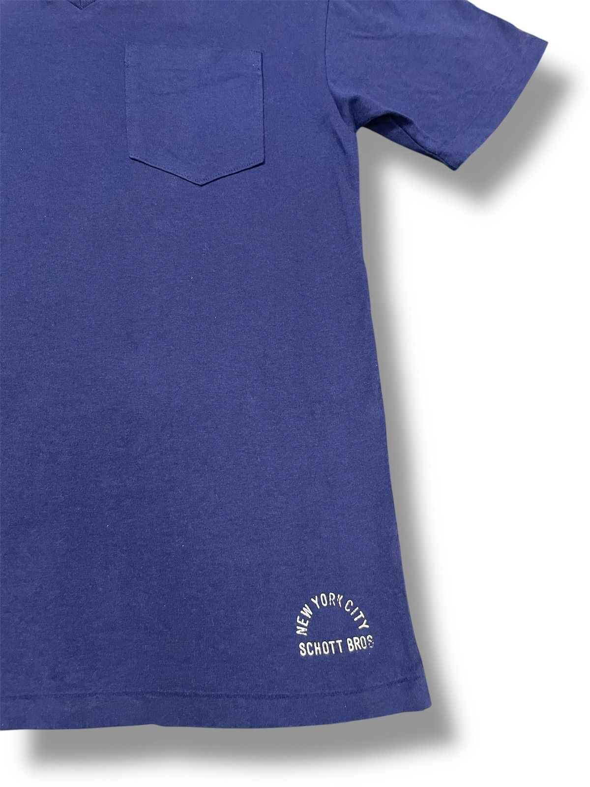Schott × Vintage Vintage Schott Bros New York City V-Neck Pocket Tee Size US S / EU 44-46 / 1 - 8 Thumbnail