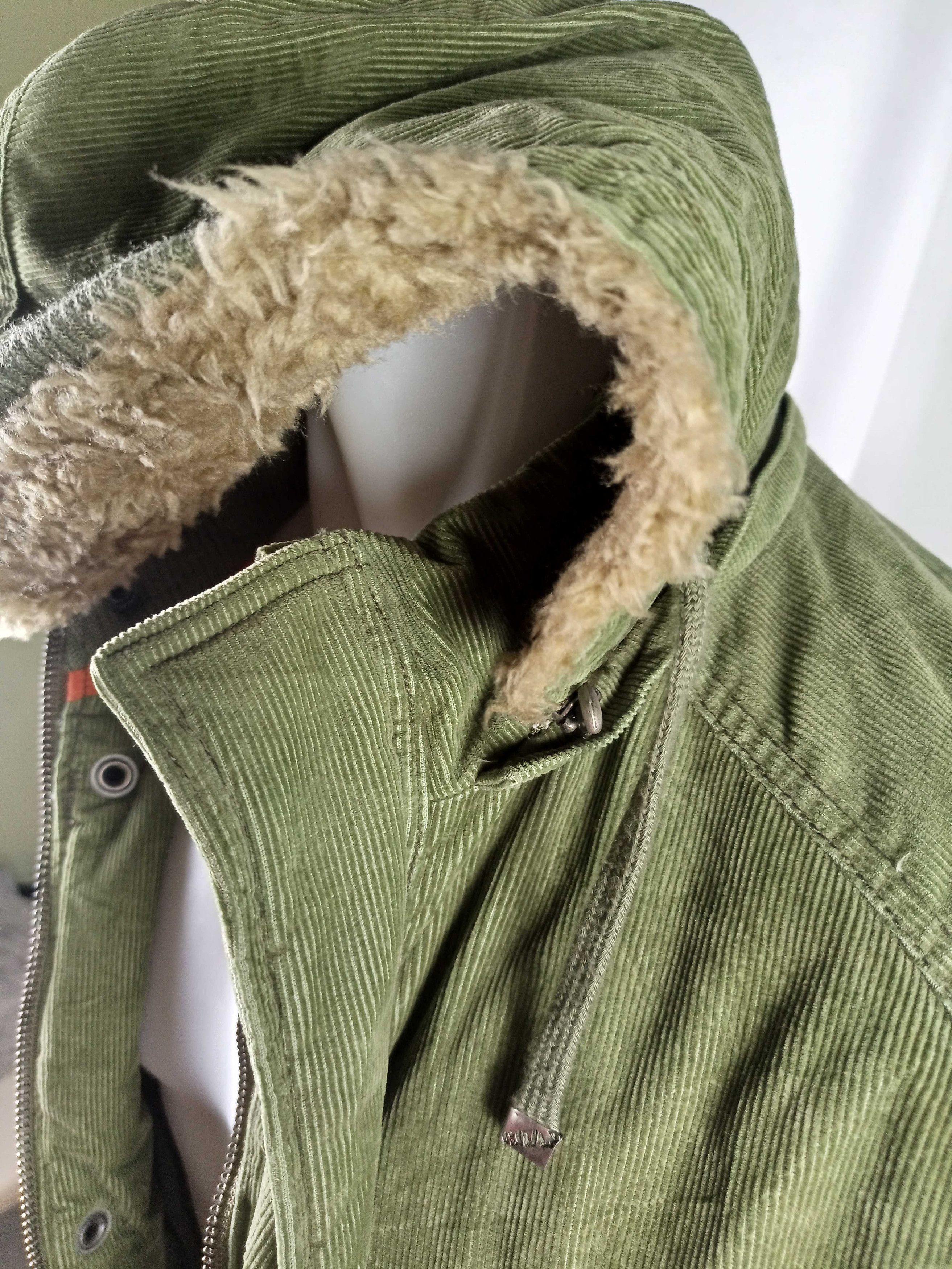 Fur Corduroy Removable Hoodie Jacket