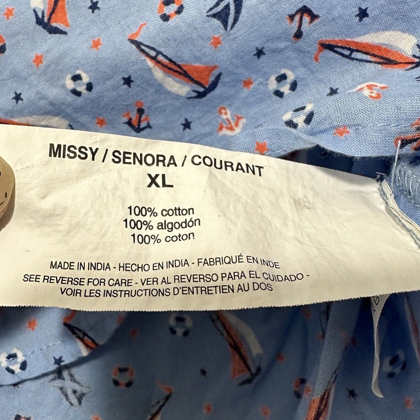 Gloria Vanderbilt Gloria Vanderbilt XL Sleepwear Button Up Shirt Boat Pattern Size XL / US 12-14 / IT 48-50 - 4 Thumbnail