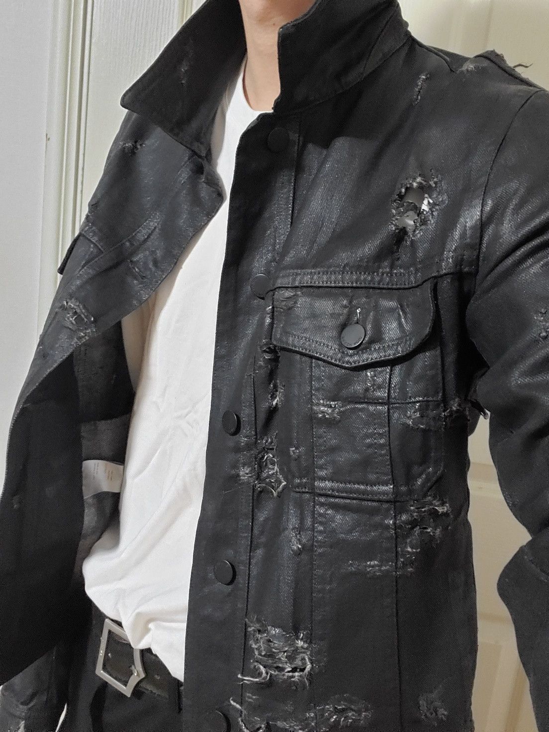 Dior [52] Dior Homme Strip SS04 Waxed Jacket Size US L / EU 52-54 / 3 - 13 Thumbnail