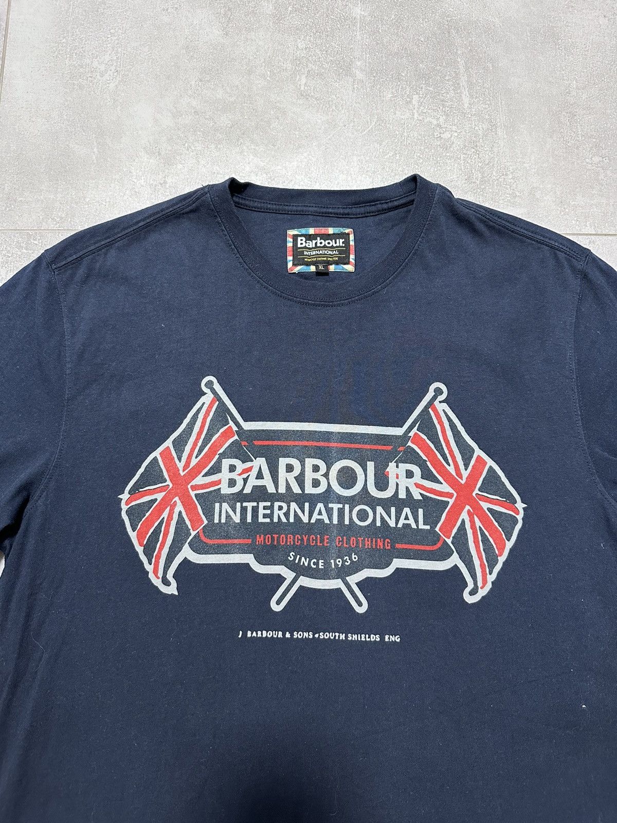Barbour × Vintage Barbour International T Shirt Navy Blue Mes Clothing XL Size US XL / EU 56 / 4 - 2 Thumbnail