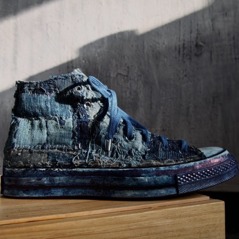 Hana Indigo Custom order - BORO X CONVERSE hand- stitched sneaker Size US 9 / EU 42 - 4 Thumbnail