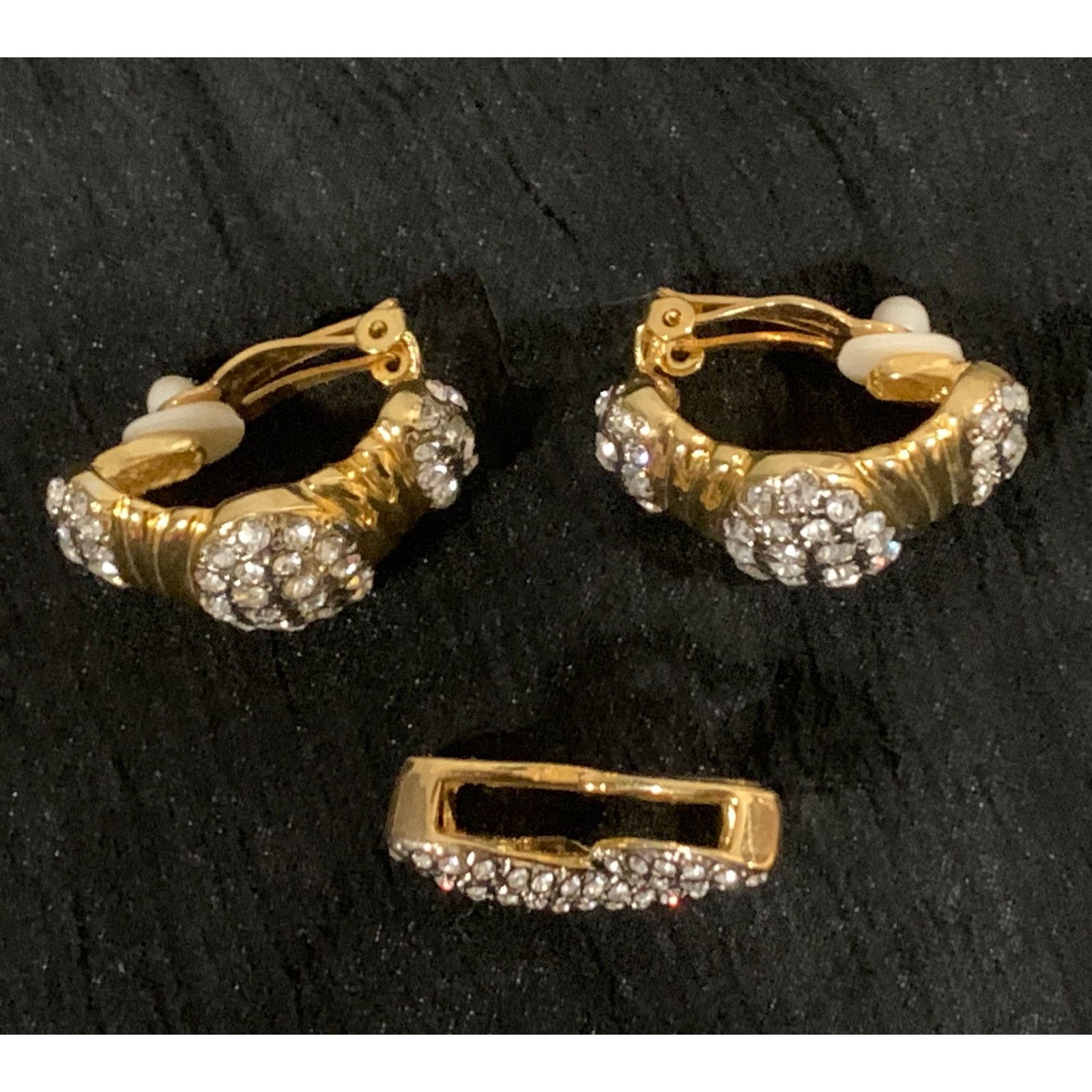 Jewelry × Vintage Vintage 90s Gold & Rhinestone Earrings and X Slider Pendant Size ONE SIZE - 2 Thumbnail