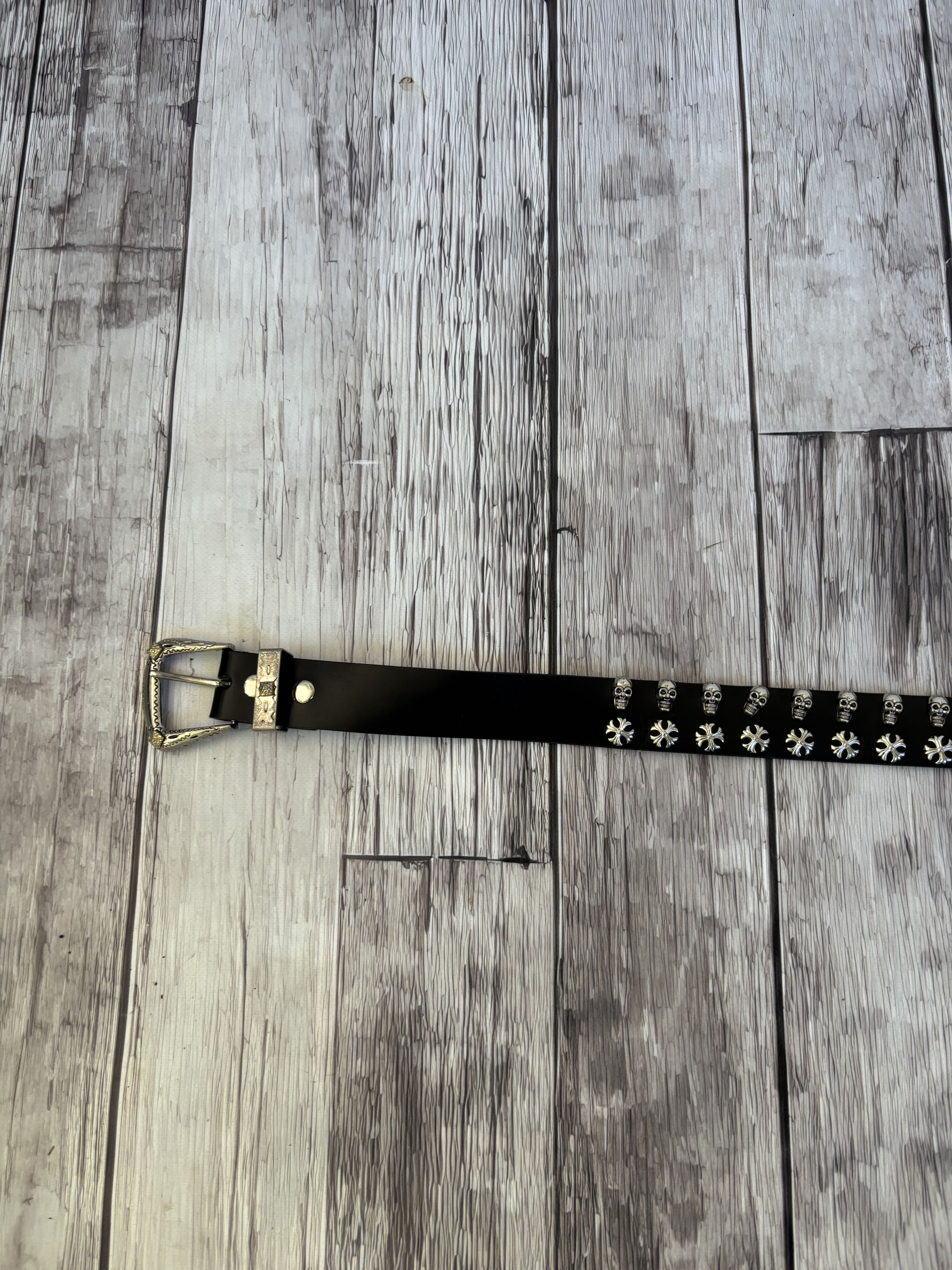 Other VTG CHROME HEARTS DIESEL STYLE HEAVY LEATHER METAL BELT Size ONE SIZE - 9 Thumbnail