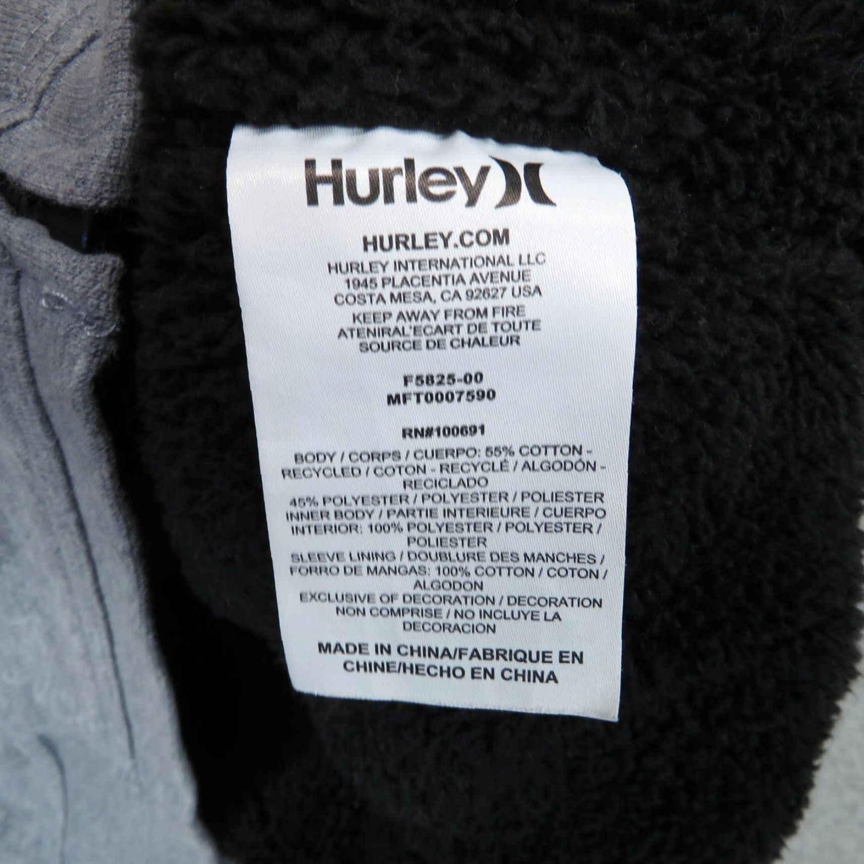 Hurley Hurley Hoodie Mens Small Y2K Sherpa Fleece Lined Full Zip Skater Grunge Jacket Size US S / EU 44-46 / 1 - 6 Thumbnail