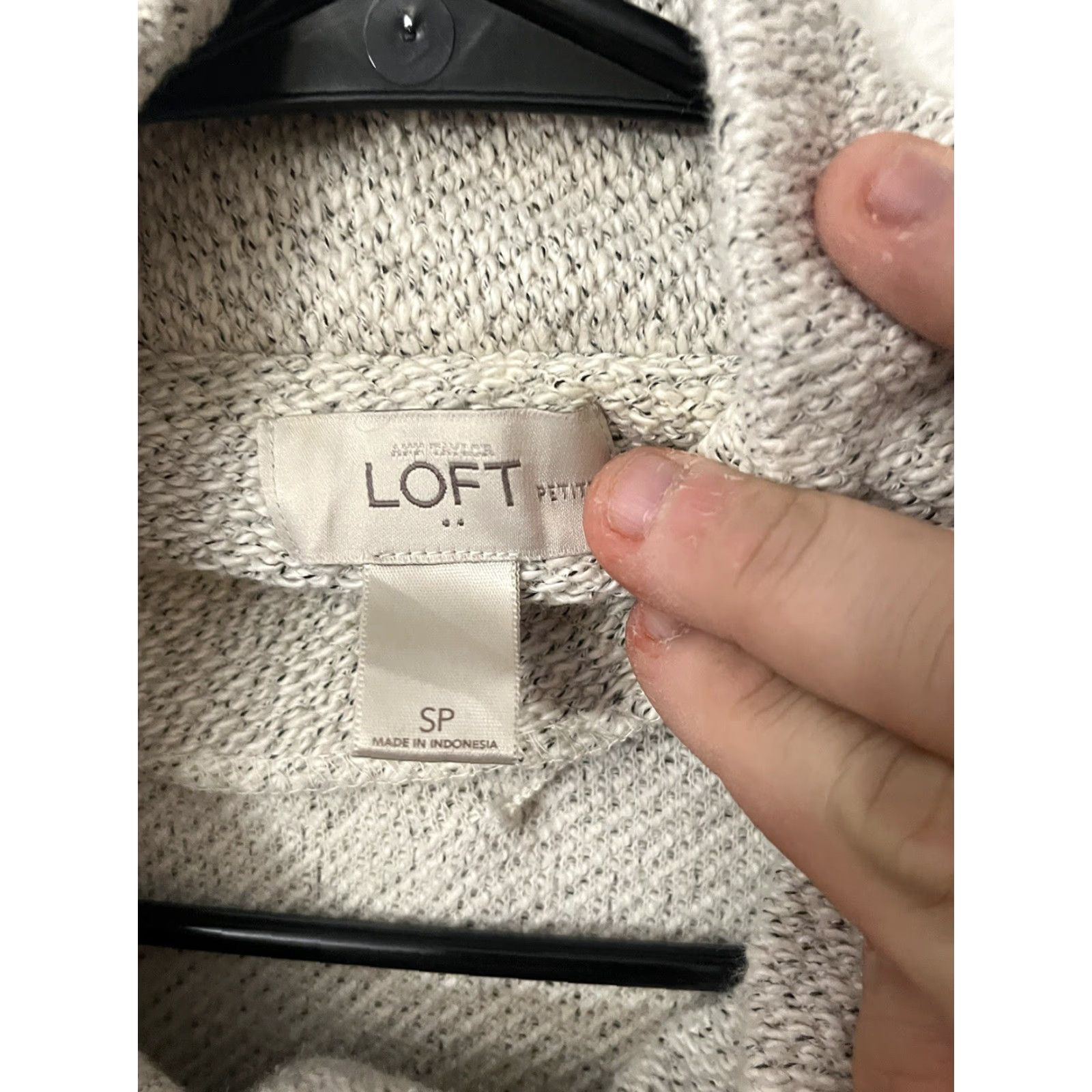 Ann Taylor ANN TAYLOR LOFT VINTAGE Small Petite Knit Sweater Gray Full Zip Long Sleeve Womens Size S / US 4 / IT 40 - 2 Thumbnail