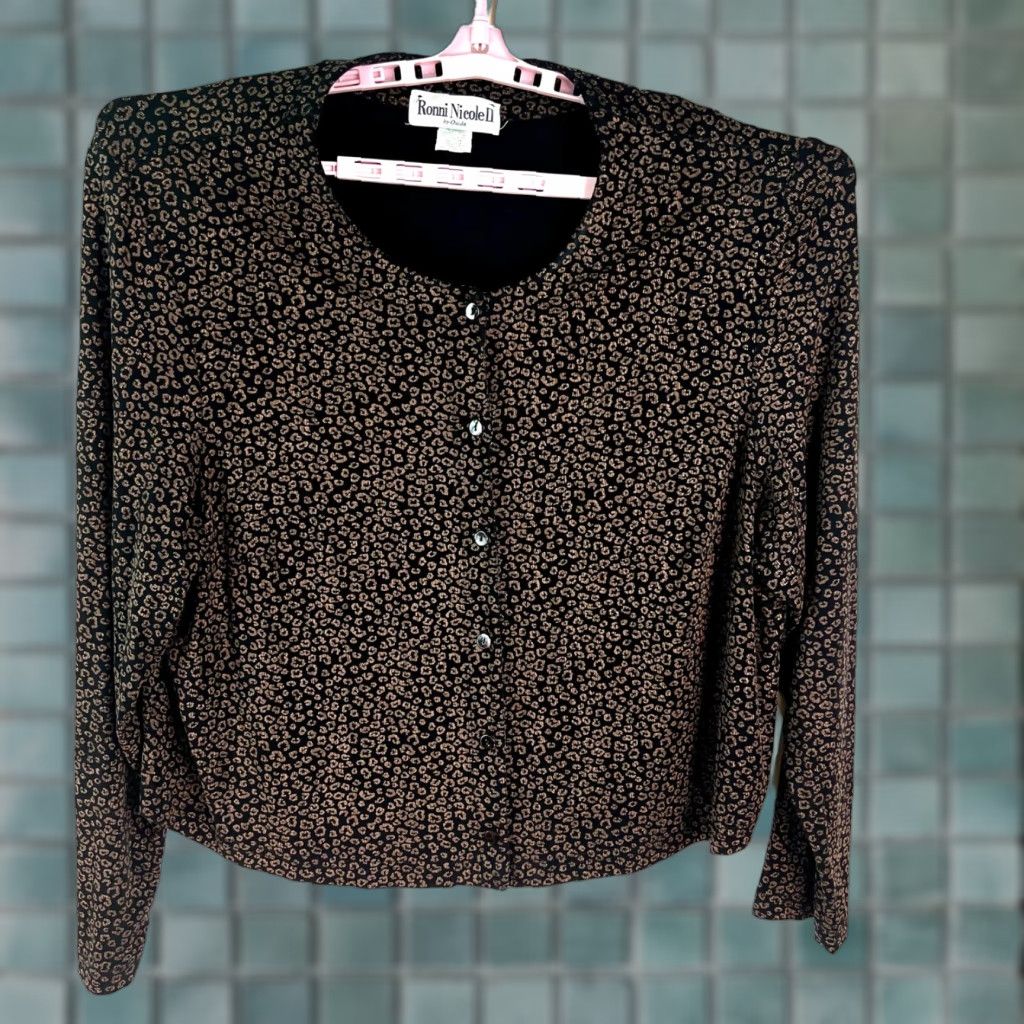 Vintage Ronnie Nicole Womens Black Long Sleeve Button Top 24W Size 4XL / US 24-26 - 1 Thumbnail