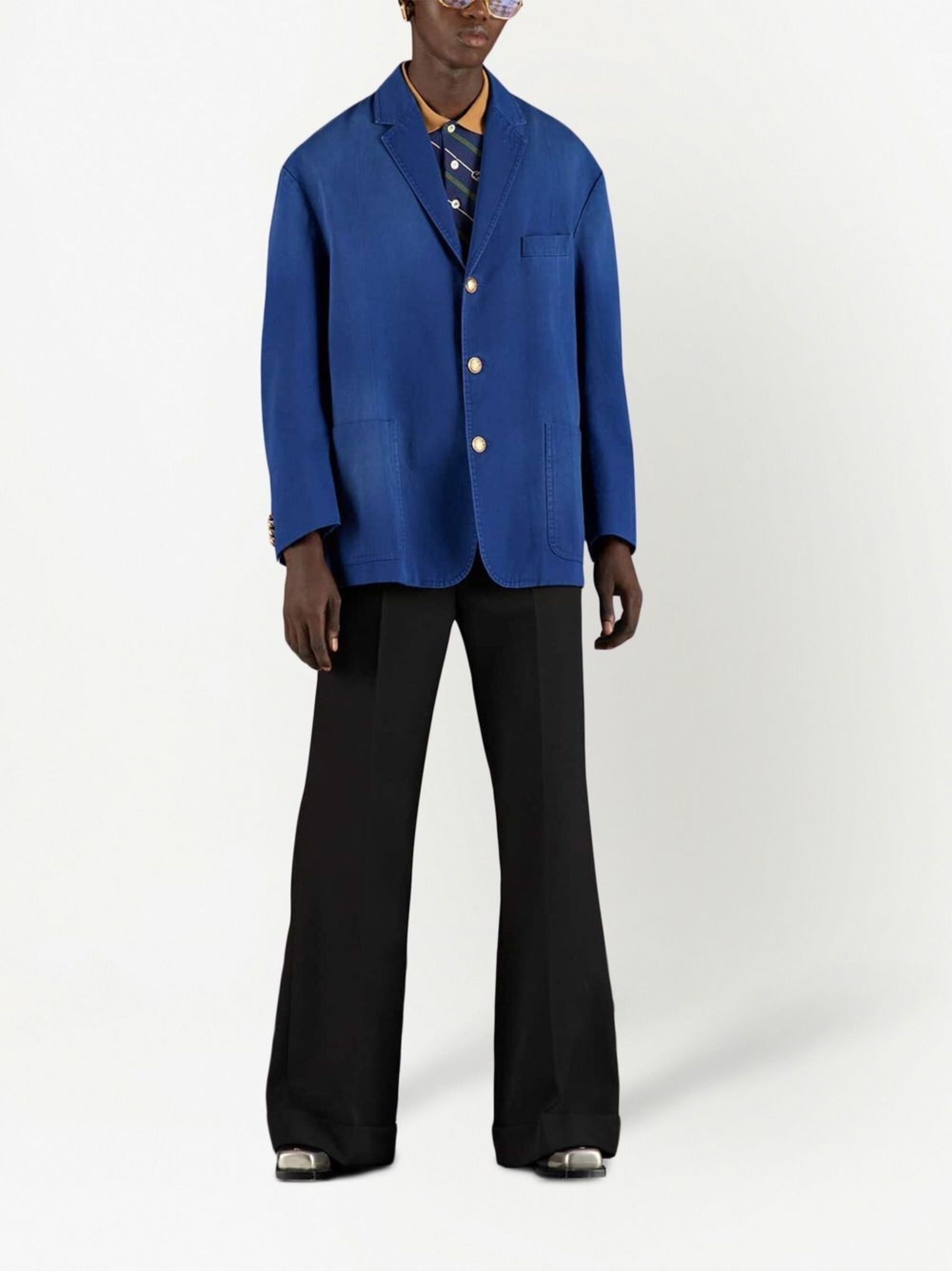 Gucci 50 L - Gucci Drill Jacket Cotton Blue Blazer Size US L / EU 52-54 / 3 - 2 Thumbnail