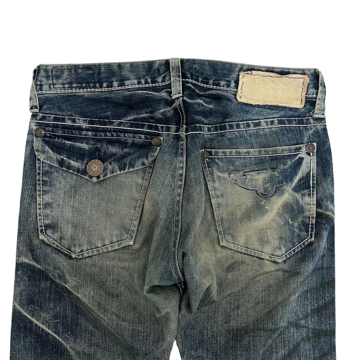 If Six Was Nine FLARED BLUE WAY CLAWMARK DISTRESSED DENIM PANT BOOTCUT JEANS Size US 32 / EU 48 - 13 Thumbnail