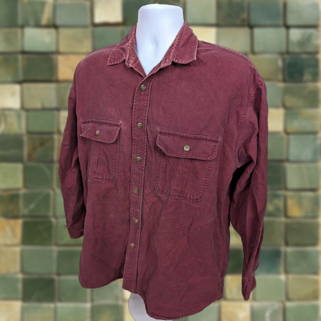 Vintage VINTAGE St. John's Bay Button-Down Shirt Men Large Red Chamois Cloth Long Sleeve T2F Shirt Size US L / EU 52-54 / 3 - 1 Thumbnail
