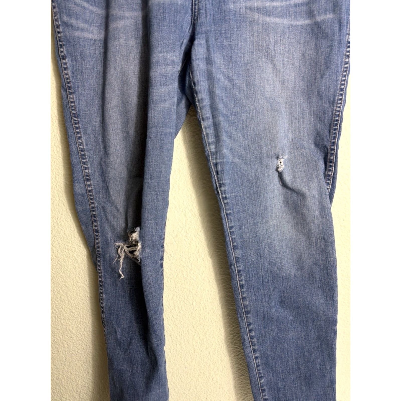 Madewell VINTAGE Madewell High Rise Skinny Jeans Distressed Raw Hem Blue 38W x 30L 34T Tall Womens Skinny Jeans Size 24" / US 00 / IT 34 - 3 Thumbnail