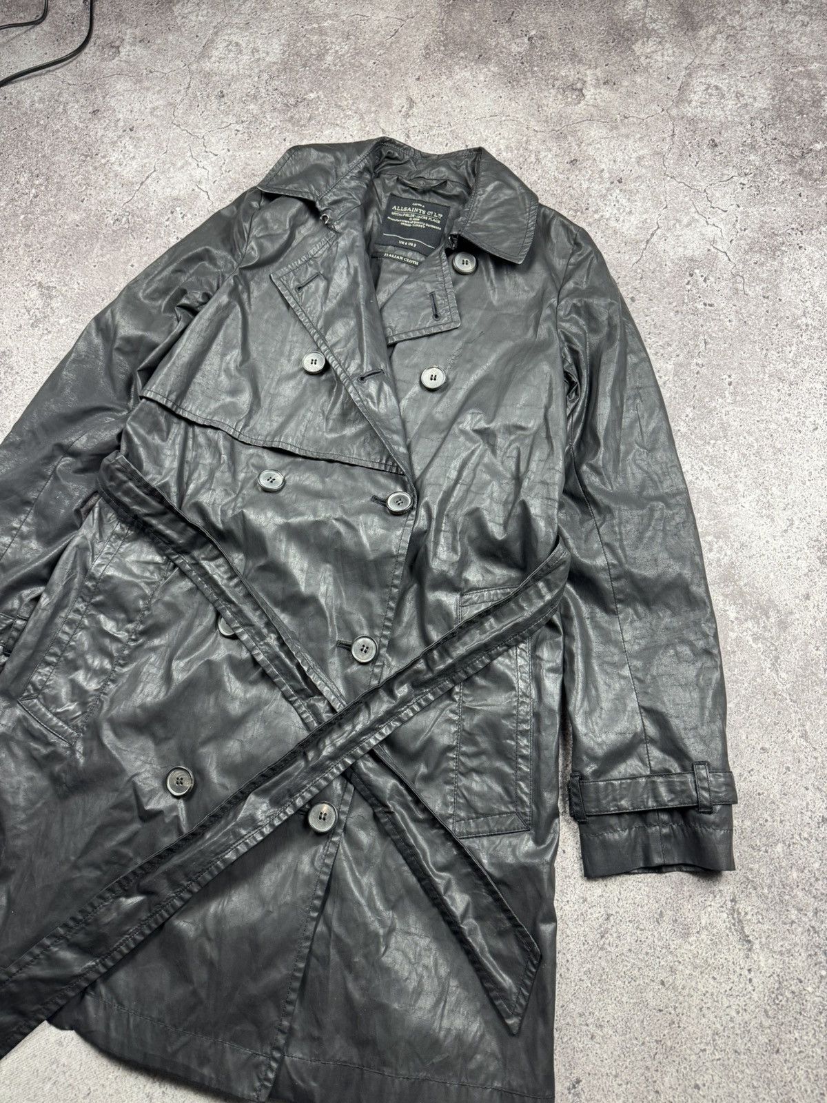Allsaints Vintage Allsaints Y2K Black Trench coat Size XS / US 0-2 / IT 36-38 - 3 Thumbnail