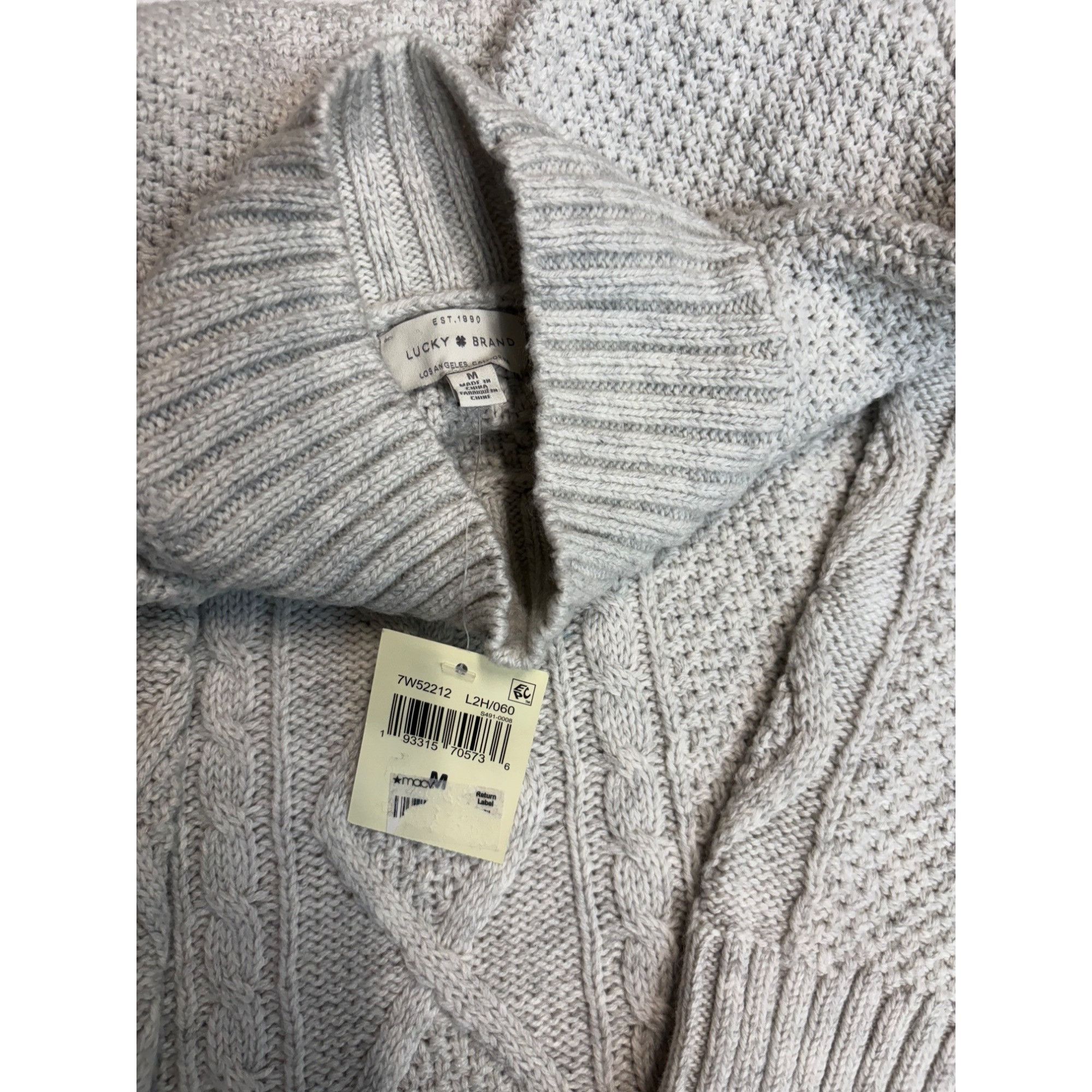 Lucky Brand Lucky Brand Cable Knit Turtleneck Sweater, Gray, Size M Size M / US 6-8 / IT 42-44 - 7 Thumbnail