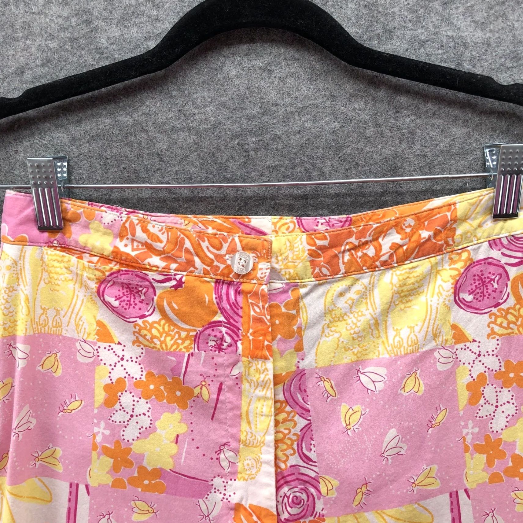 Lilly Pulitzer VINTAGE Lilly Pulitzer Patchwork Crop Pants Womens 2 Pink Orange Floral Tropical Casual Summer 2 Womens Pants Cropped Size 26" / US 2 / IT 38 - 6 Thumbnail