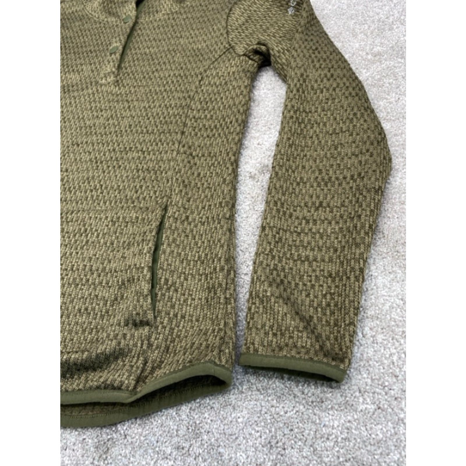 Olive Columbia Hoodie Women's M Pullover Knit Olive Green 1/4 Snap Embroidered Solid Poly 5906 Size M / US 6-8 / IT 42-44 - 3 Thumbnail