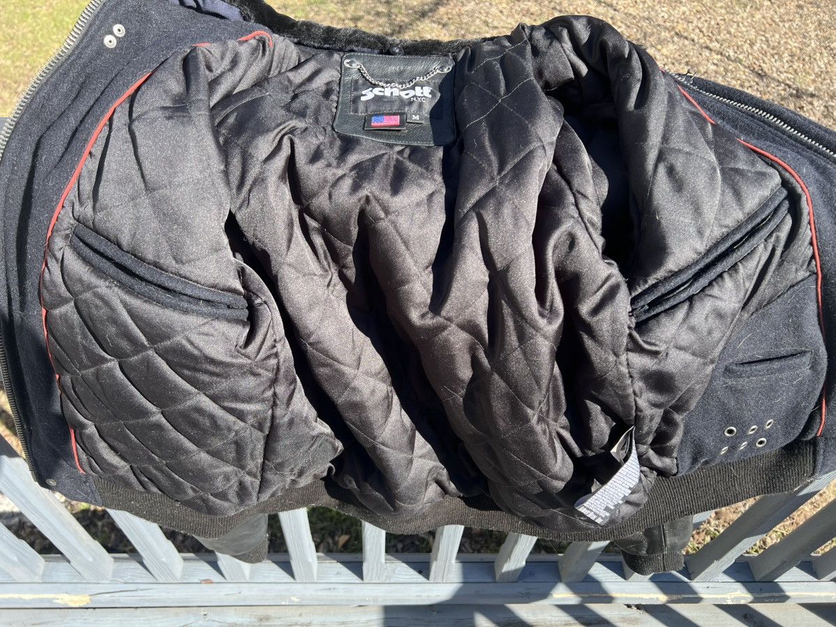 Schott Schott European Release Wool & Leather Jacket Faux Fur Size US M / EU 48-50 / 2 - 10 Thumbnail