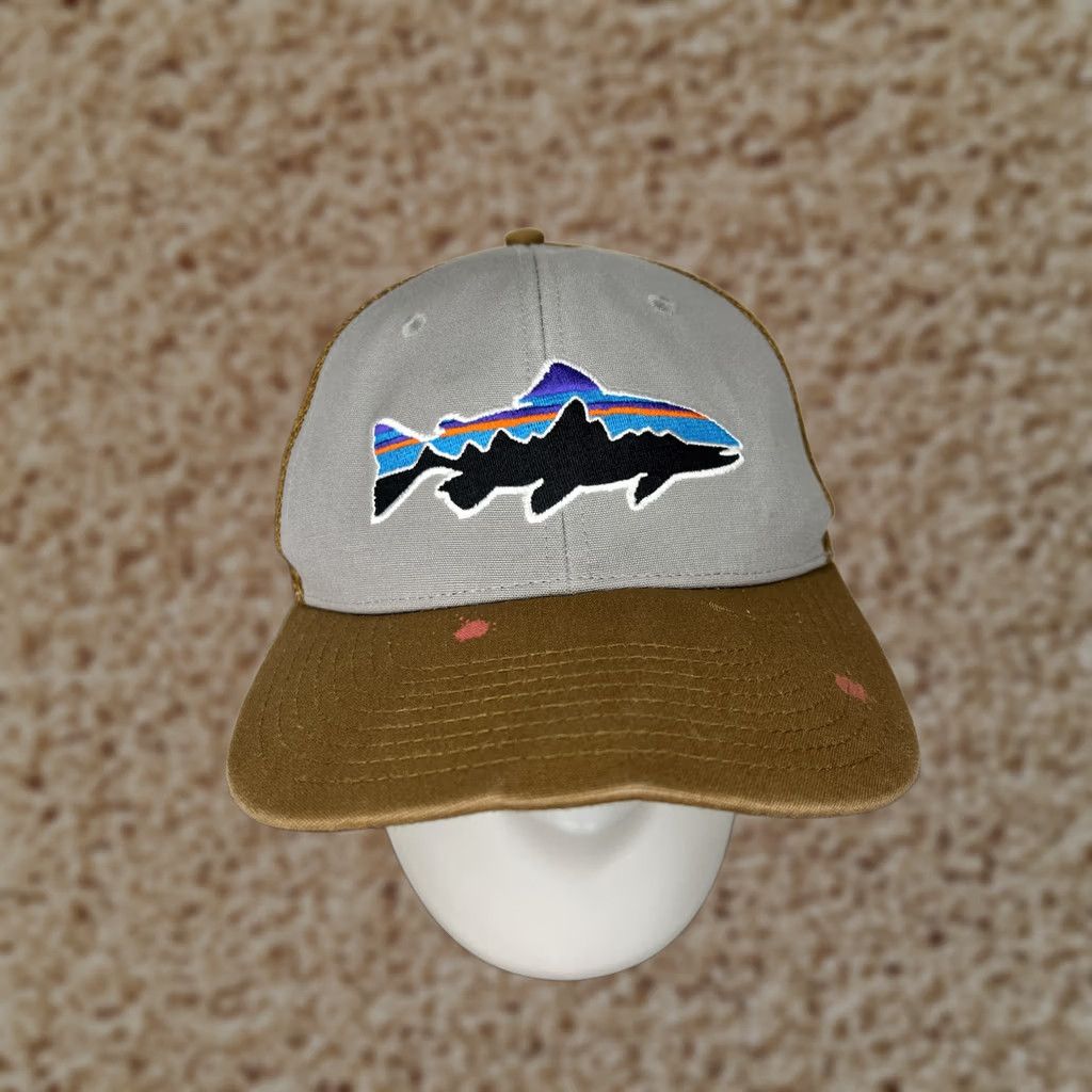 Patagonia Patagonia Hat Cap Snap Back Adult One Size Brown Gray Trucker Embroidered Trout Hat Cap Snap Back... Size ONE SIZE - 1 Thumbnail