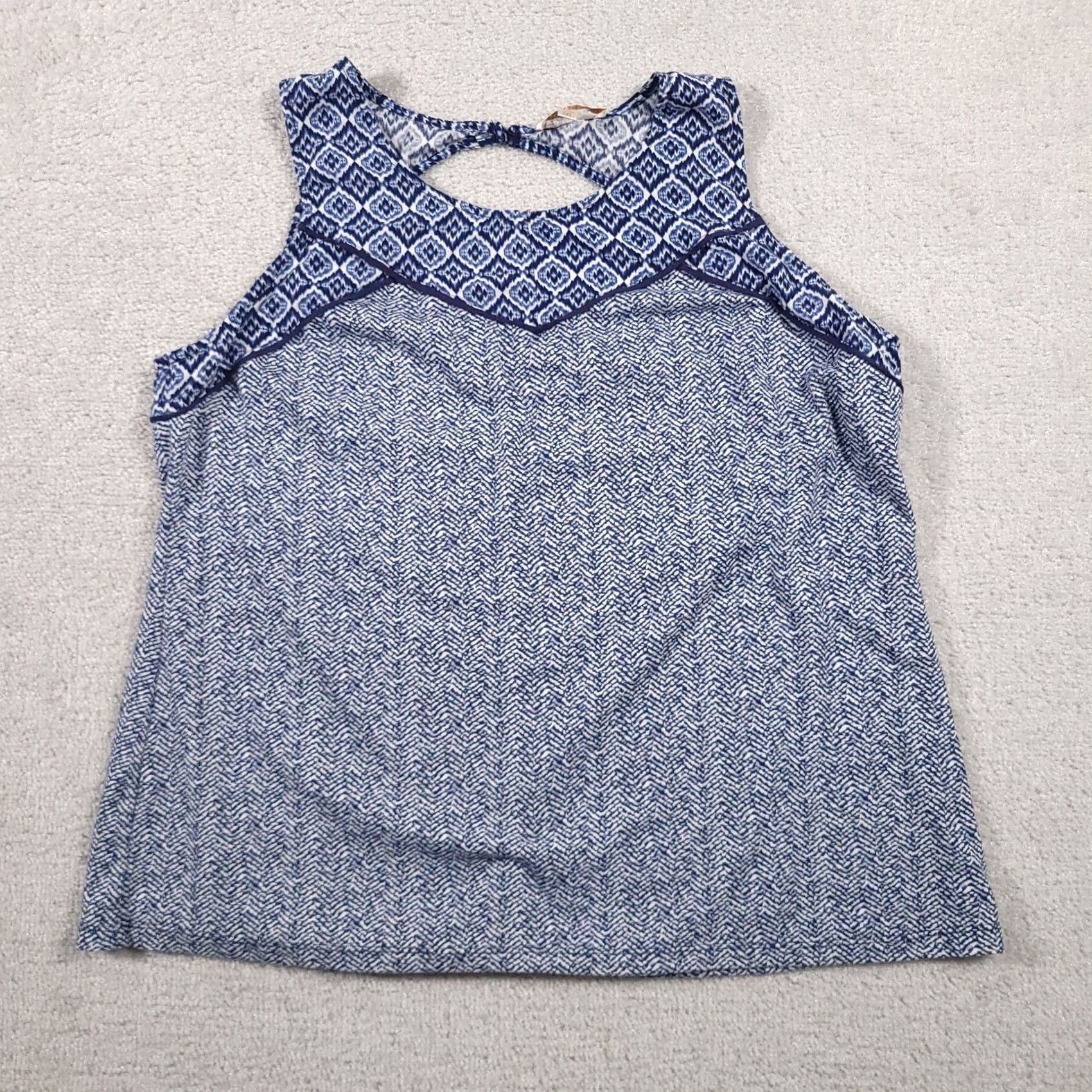Vintage Skies are Blue Shirt Women's 2XL Blue Boho Artsy Sleeveless Peasant Blouse Size XXL / US 16-18 / IT 52-54 - 2 Thumbnail