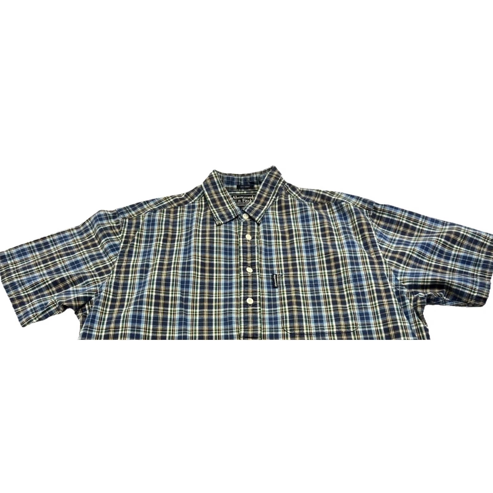 Abercrombie & Fitch VINTAGE Abercrombie & Fitch Plaid Shirt Men L Short Sleeve Button-Up Collared Oversized Pockets Red Cotton 100% Retro 90s/2000s Size US L / EU 52-54 / 3 - 3 Thumbnail