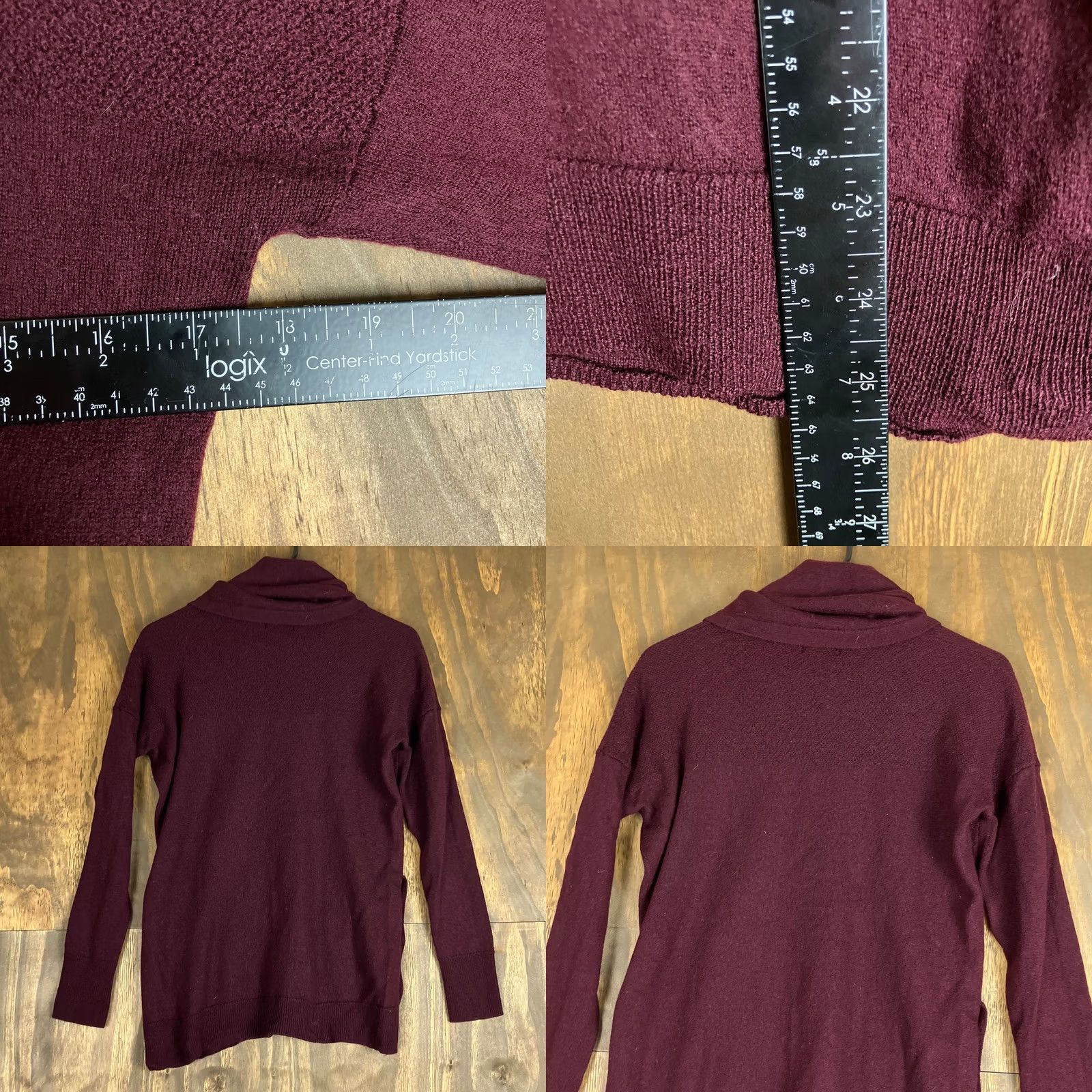 Vintage Adrienne Vittadini Sweater Burgundy Mock Neck Merino Wool S Women Pullover KnIT Solid Long Sleeve Regular Knit Style Casual Workwear Cardigan? Size S / US 4 / IT 40 - 8 Thumbnail