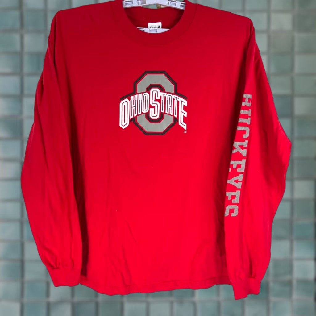 Anvil VINTAGE Anvil Ohio State Buckeyes University Long Sleeve Shirt 2XL Red Mens 2XL Buckeyes USA Graphic Print Crew Neck, 100% Cotton Size US XXL / EU 58 / 5 - 1 Thumbnail
